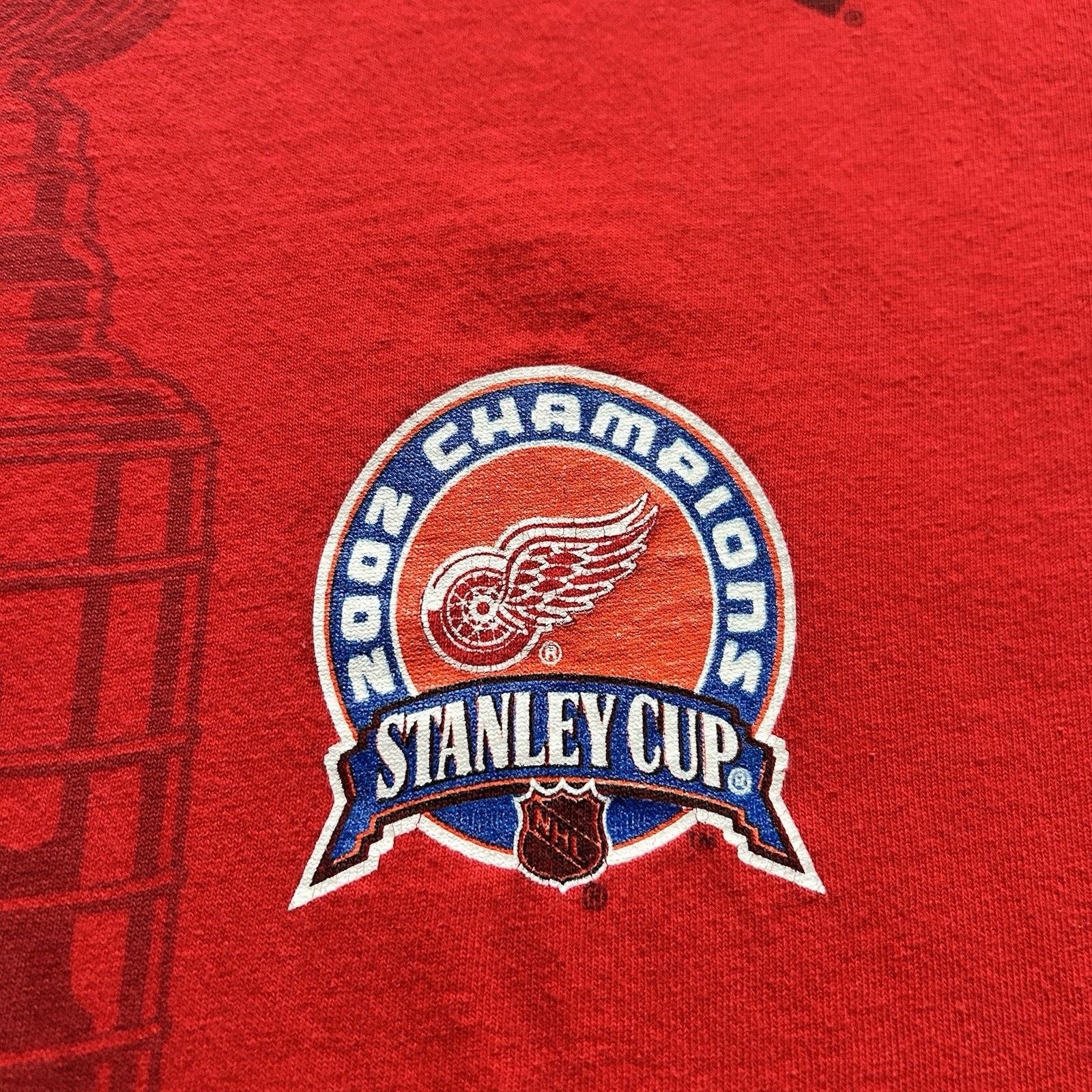 Hanes Vintage Detroit Red Wings 2002 Stanley Cup Champs T Shirt XL Size US XL / EU 56 / 4 - 4 Thumbnail