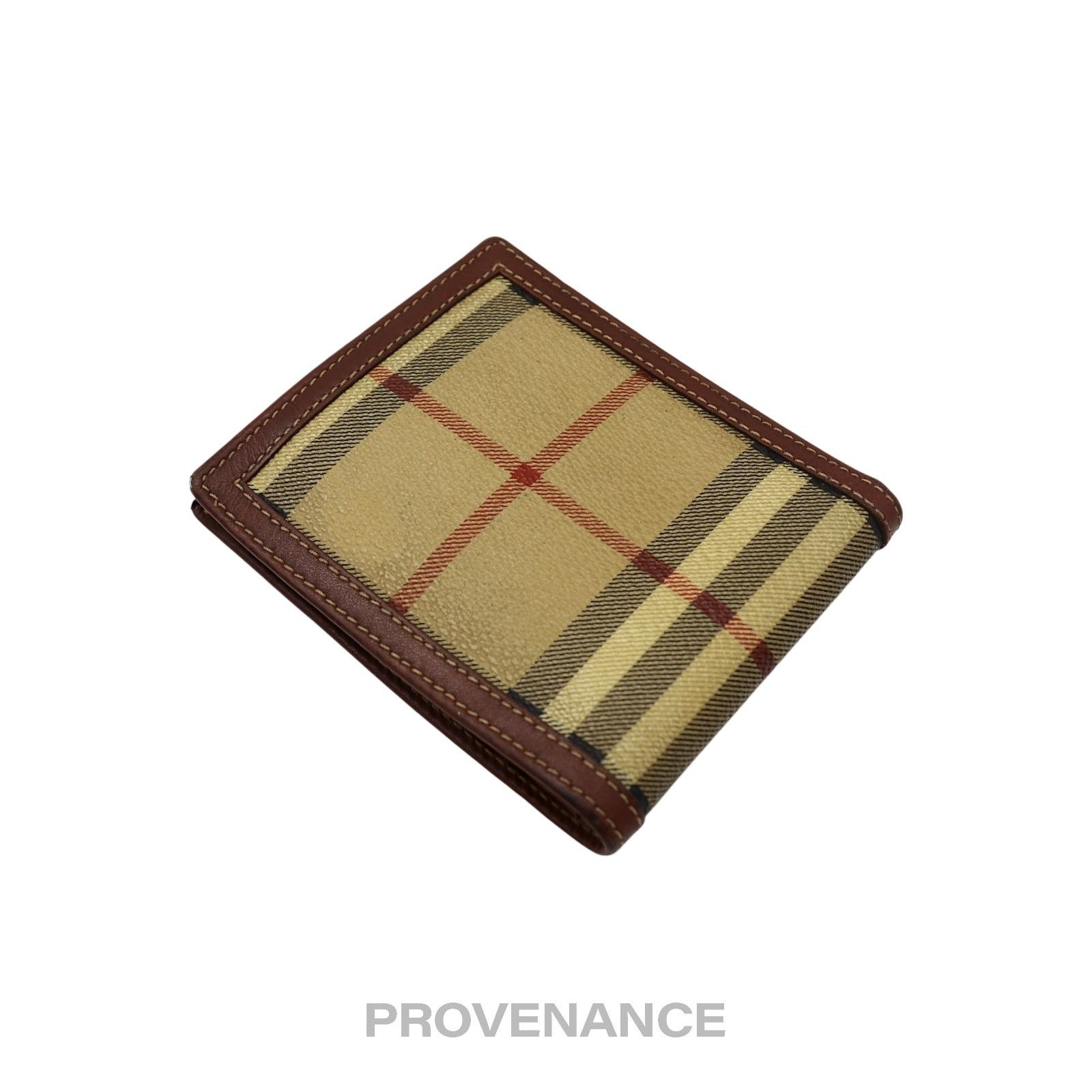 Burberry 🔴 Burberry Bifold Wallet - Haymarket Check Brown Size ONE SIZE - 4 Thumbnail