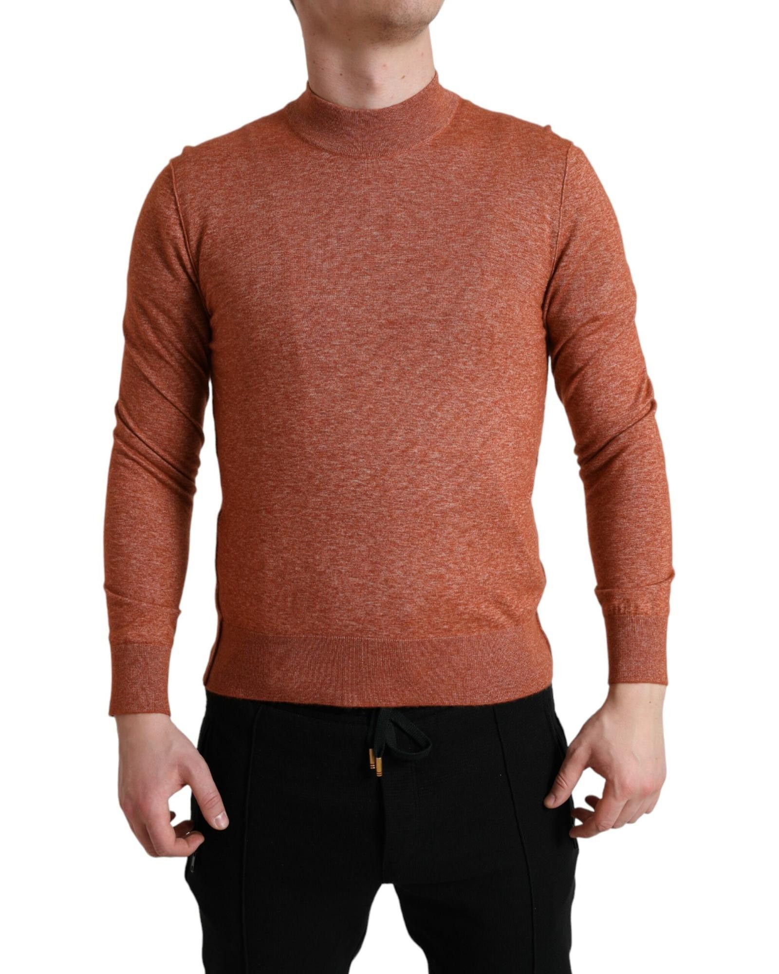 image of Dolce Gabbana Luxurious Cashmere Silk Crew Neck Sweater in Orange, Men's (Size Medium)