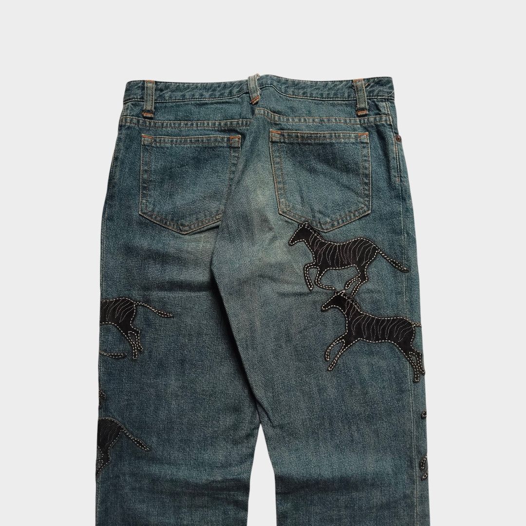 KEITAMARUYAMA Keita Maruyama zebra leather patch jean Size US 29 - 4 Thumbnail