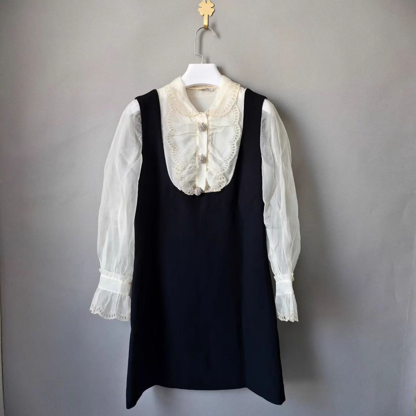 Miu Miu MIU MIU Crystal Buckle Organza Paneled Dress 42 Size M / US 6-8 / IT 42-44 - 1 Thumbnail