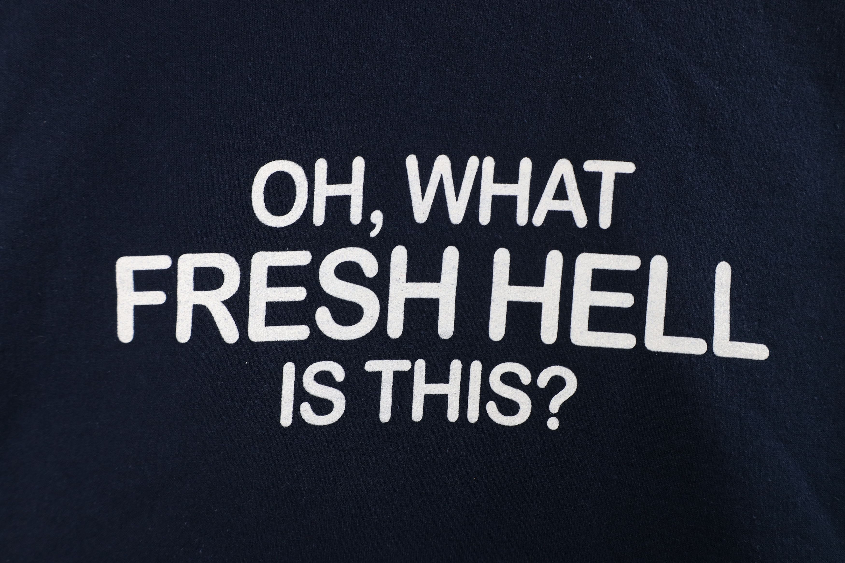 Vintage Vintage 90s Streetwear Fresh Hell Is This Sweatshirt Blue Size US XL / EU 56 / 4 - 4 Thumbnail
