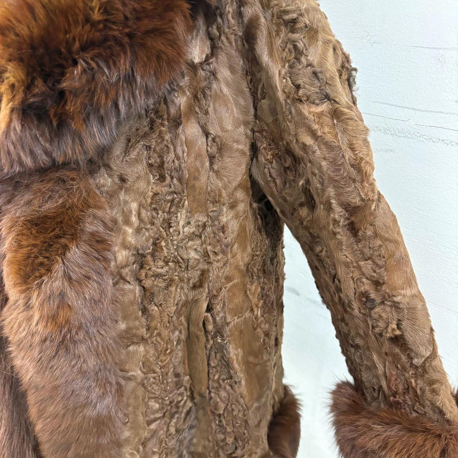 Other Vintage Paneled Brown Real Fox Fur Penny Lane Afghan Coat Size S / US 4 / IT 40 - 3 Thumbnail