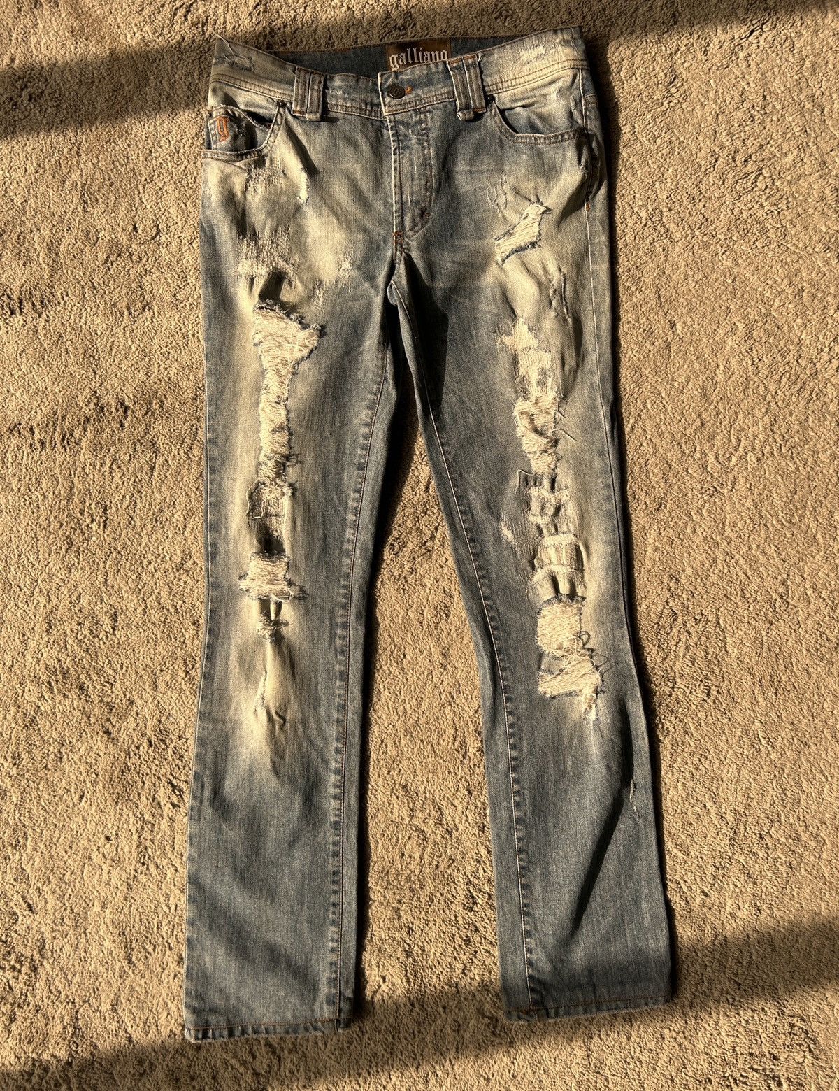 image of John Galliano Distressed Denim in Blue, Men's (Size 33)