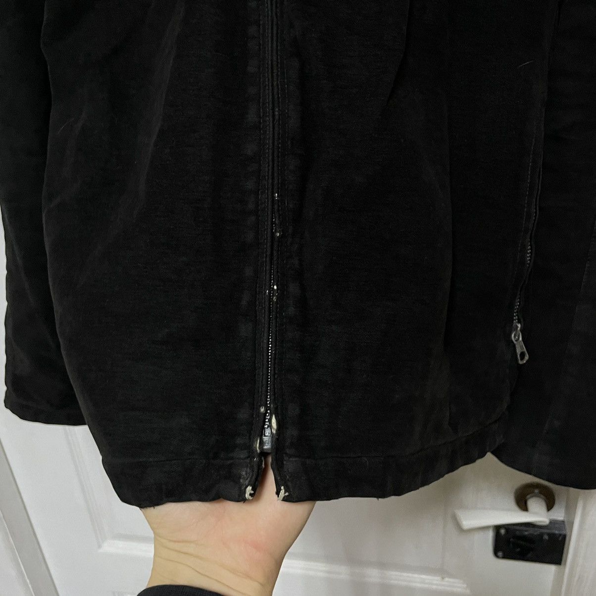 Archival Trussardi black velvet suede bomber jacket old mone