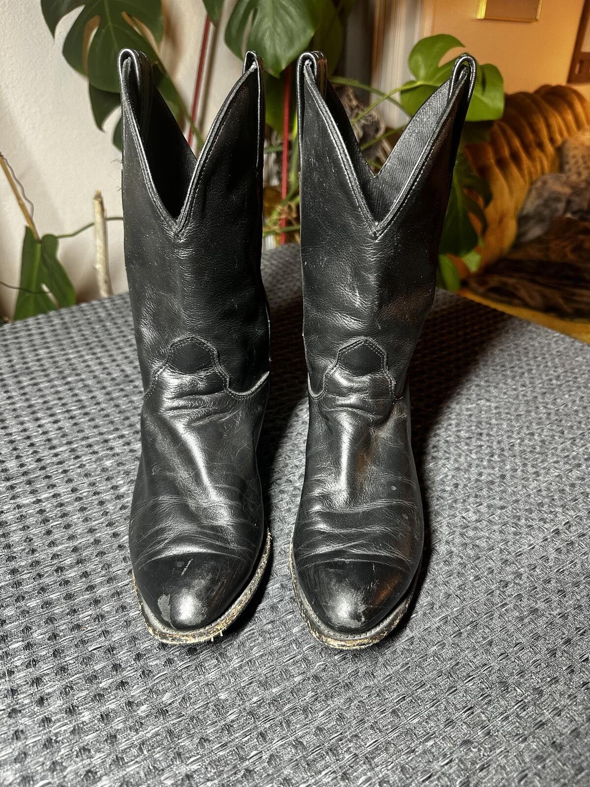 Unknown London Black Leather Cowboy Boots Size ONE SIZE - 1 Thumbnail