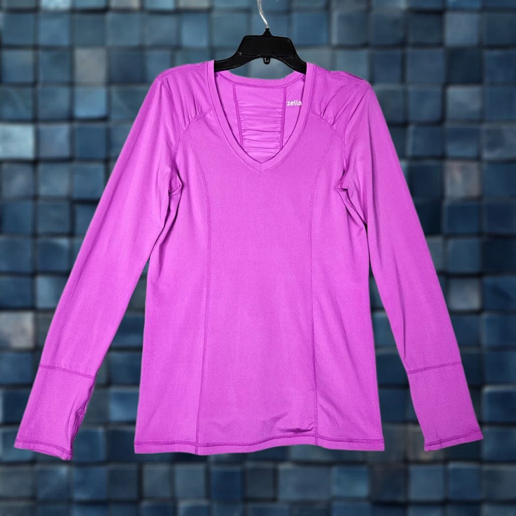 Vintage Zella Womens Round Neck Long Sleeve Top M Pink Regular Activewear Casual Sports Wear Shirt Women’s Size M Size M / US 6-8 / IT 42-44 - 1 Thumbnail