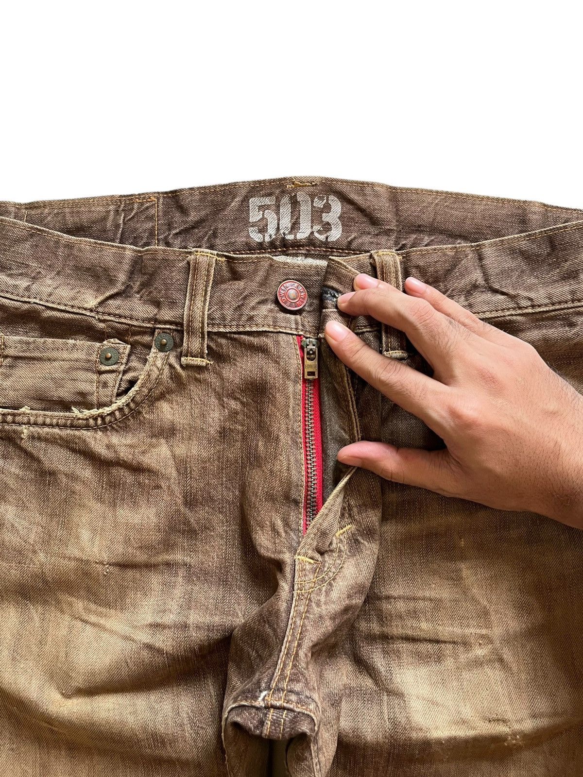 Edwin Vintage Japanese Edwin Rusty Wash Distressed Baggy Jeans Size US 35 - 3 Thumbnail