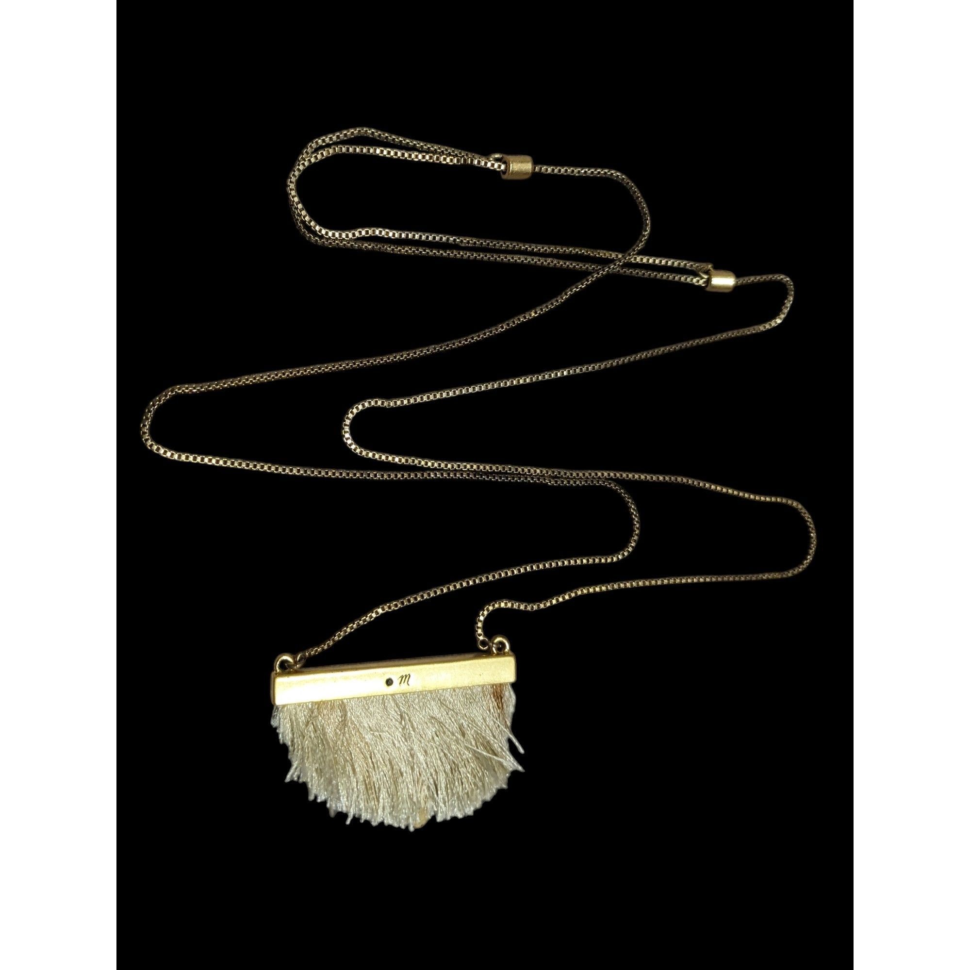 Madewell Madewell Dreamkeeper Cream And Gold Tone Fringe Pendant Neck Size ONE SIZE - 1 Thumbnail