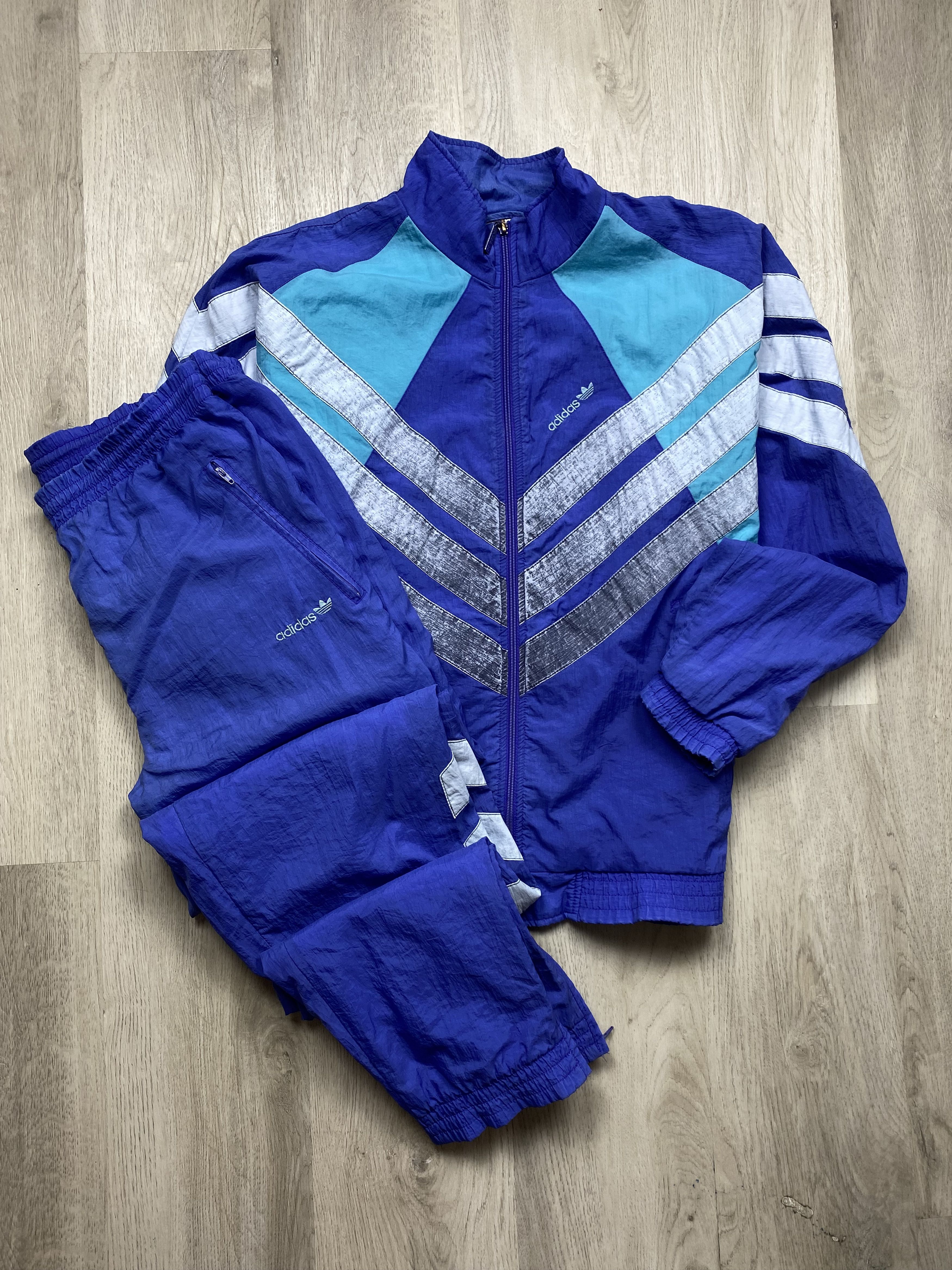 Adidas Vintage Mens Nylon Track Suit Jacket +Pants Gorpcore