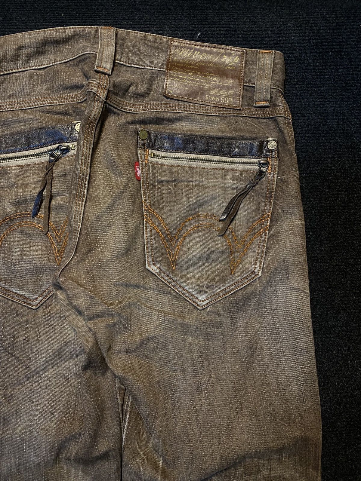 Edwin ‼️Insane Distressed EDWIN 503 Jeans Back pocket Zipper ‼️ Size US 34 / EU 50 - 13 Thumbnail