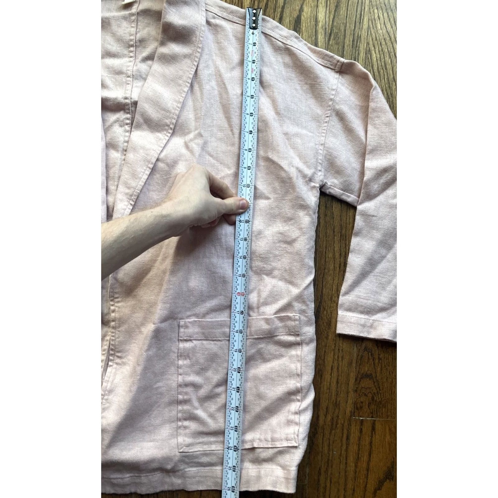 Eileen Fisher Eileen Fisher Womens Cardigan Blazer Pink Open Front Career 100% Linen XS Size XL / US 12-14 / IT 48-50 - 7 Thumbnail