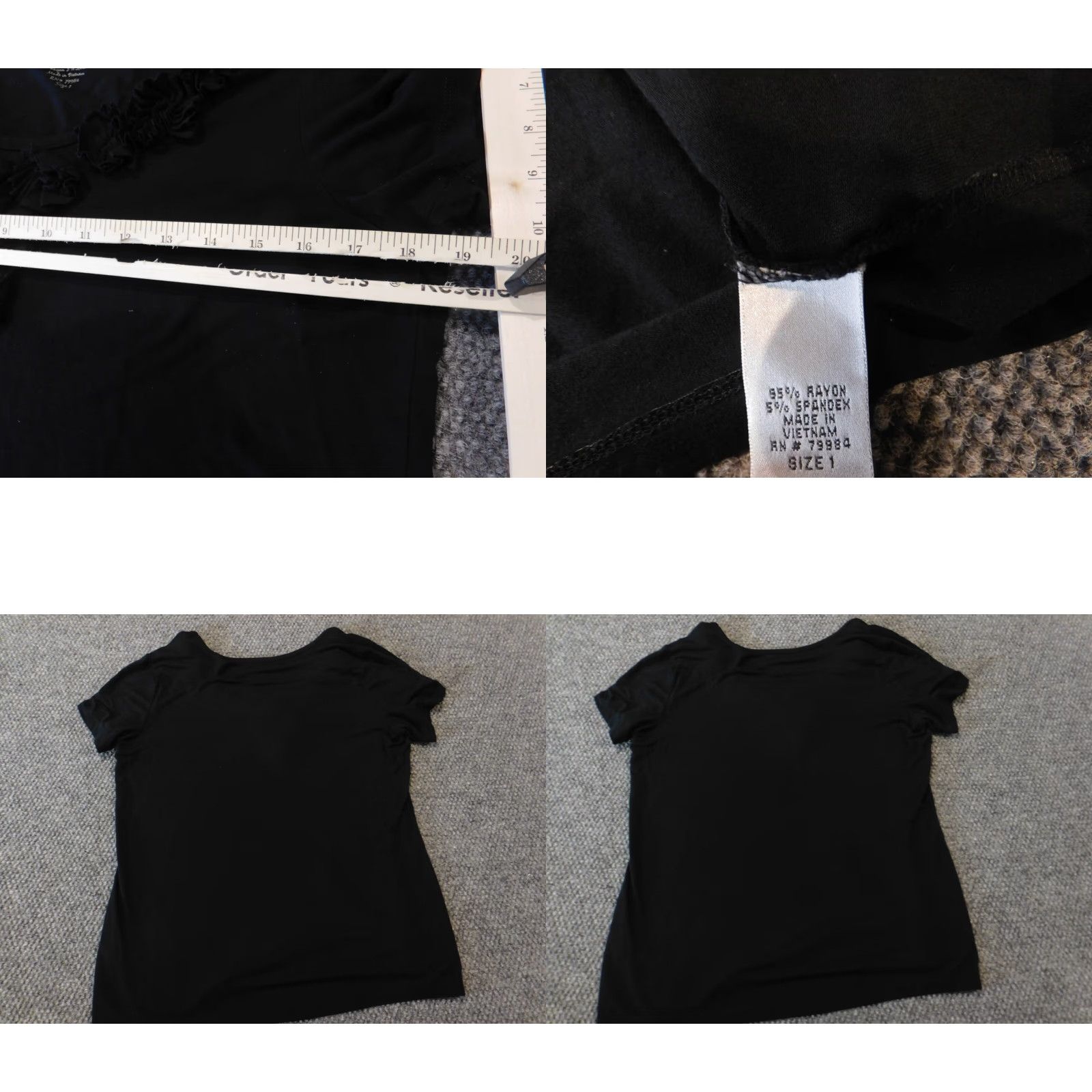 Vintage Chicos Blouse Shirt Women Kid s 1 Black Flower Stretch Rayon Spandex Crew Neck Short Sleeve Pullover Casual Button Basic Vintage No Regular Womens Size XS / US 0-2 / IT 36-38 - 8 Thumbnail