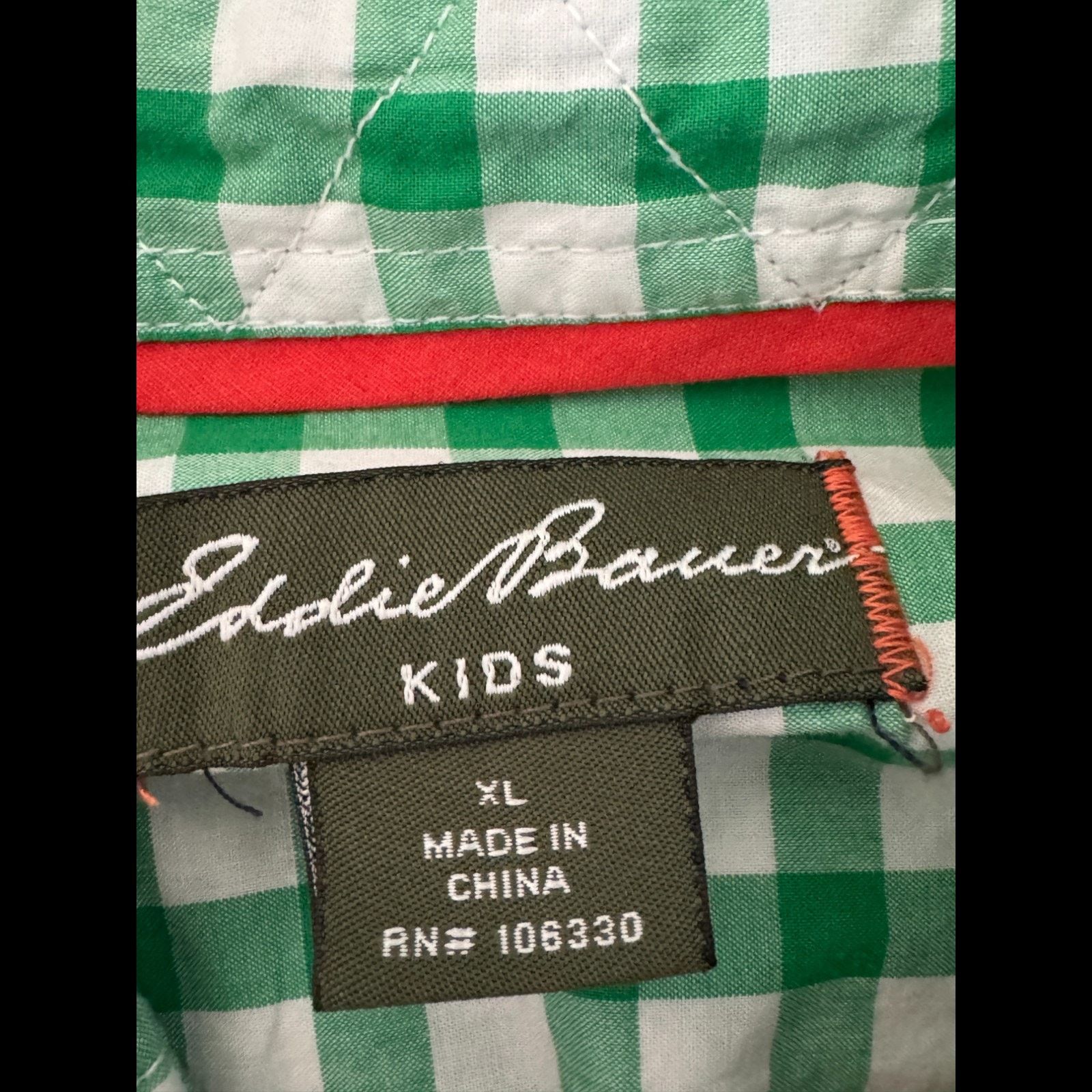 Eddie Bauer Eddie Bauer Kids XL Green White Gingham Long Sleeve Shirt Size US XL / EU 56 / 4 - 14 Thumbnail