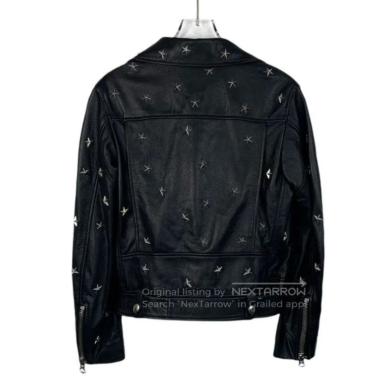 Acne Studios Acne Studios Black Star Studs Notched Collar Zip-Up Leathe Size XXS / US 00 / IT 34 - 2 Thumbnail
