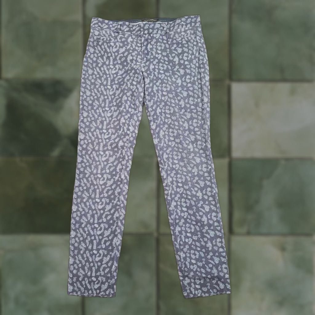 Banana Republic Banana Republic Cropped Pants Womens Sloan Purple Abstract Low Rise Stretch 0 Regular Size 28" / US 6 / IT 42 - 1 Thumbnail