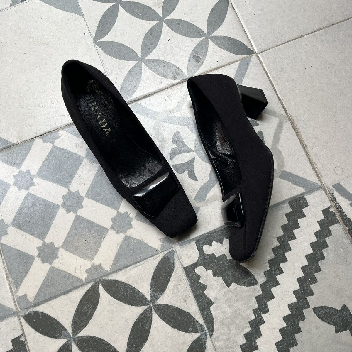 Prada 90's Prada Square Toe Neoprene Heels Size US 6 / IT 36 - 1 Thumbnail