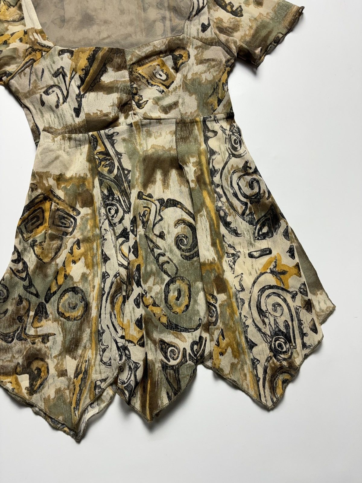 Vintage Italian vintage mesh asymmetric tee boho printed t-shirt Size S / US 4 / IT 40 - 3 Thumbnail