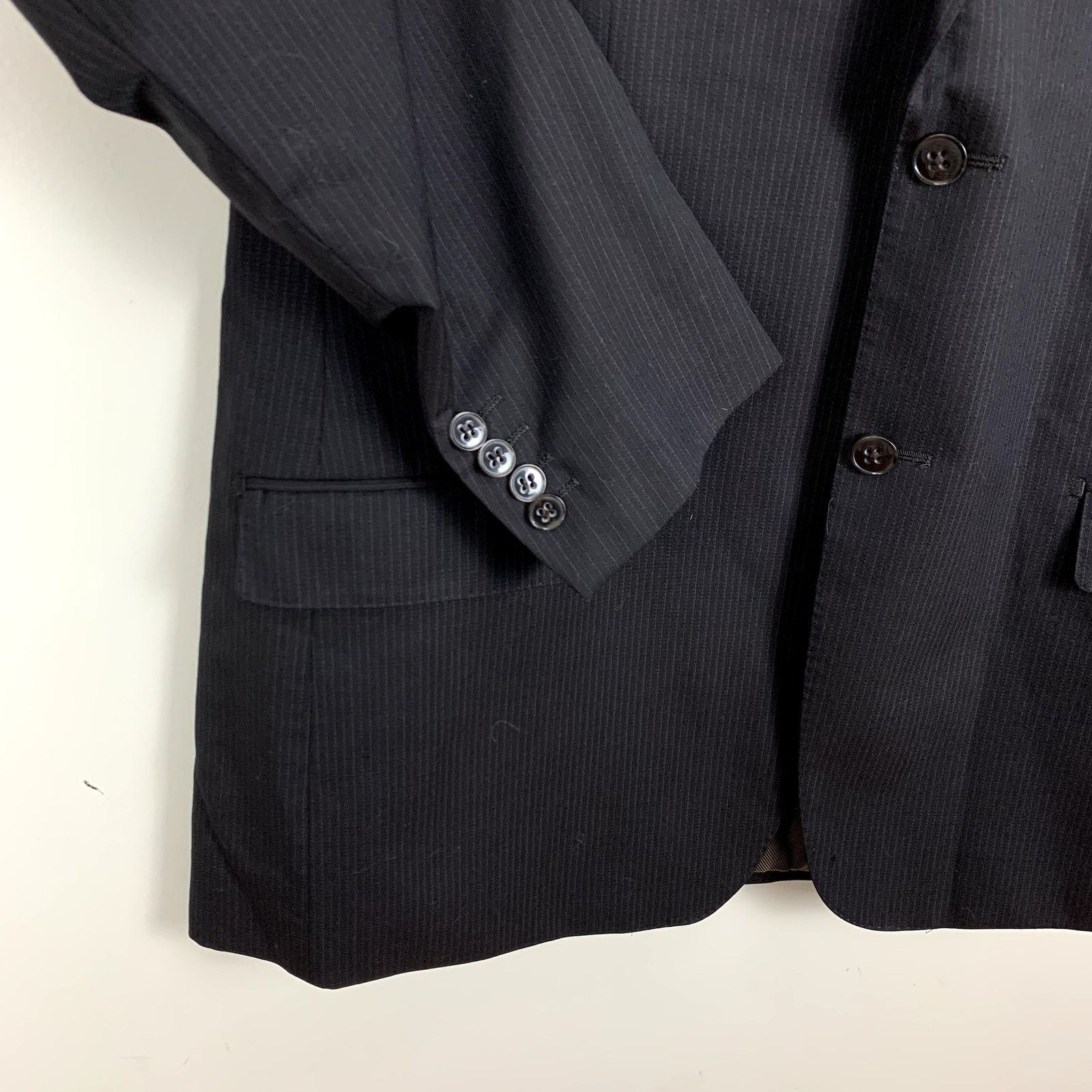 Jhane Barnes Jhane Barnes Brown Pinstripe Blazer Sport Coat Wool 46 46R Size 46R - 4 Thumbnail