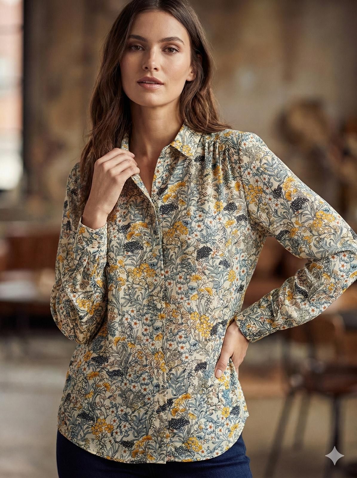 H&M Pre-Loved H&M Floral Print Long Sleeve Shirt Blouse UK 14 Size M / US 6-8 / IT 42-44 - 3 Thumbnail