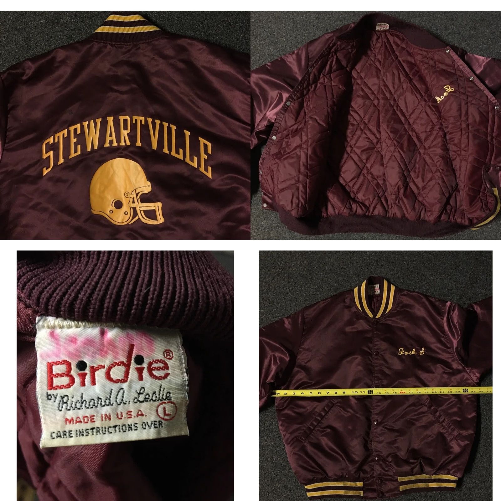 Vintage VINTAGE Stewartville Football Satin Jacket L USA School Track PE Varsity Grunge 80s Red Mens Size US L / EU 52-54 / 3 - 8 Thumbnail