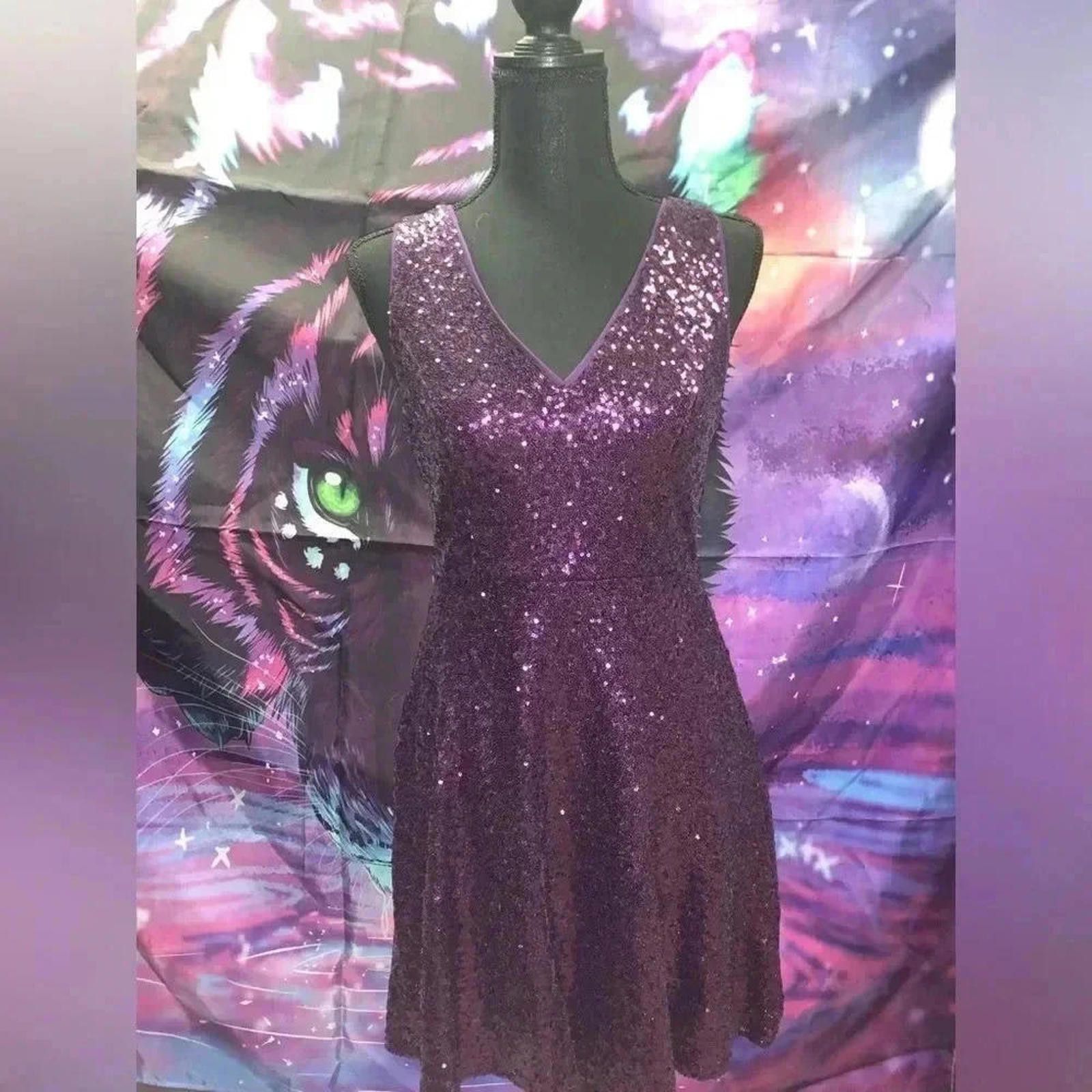 Designer Stunning Purple Sequin Dress - Perfect for Parties! Size S / US 4 / IT 40 - 1 Thumbnail