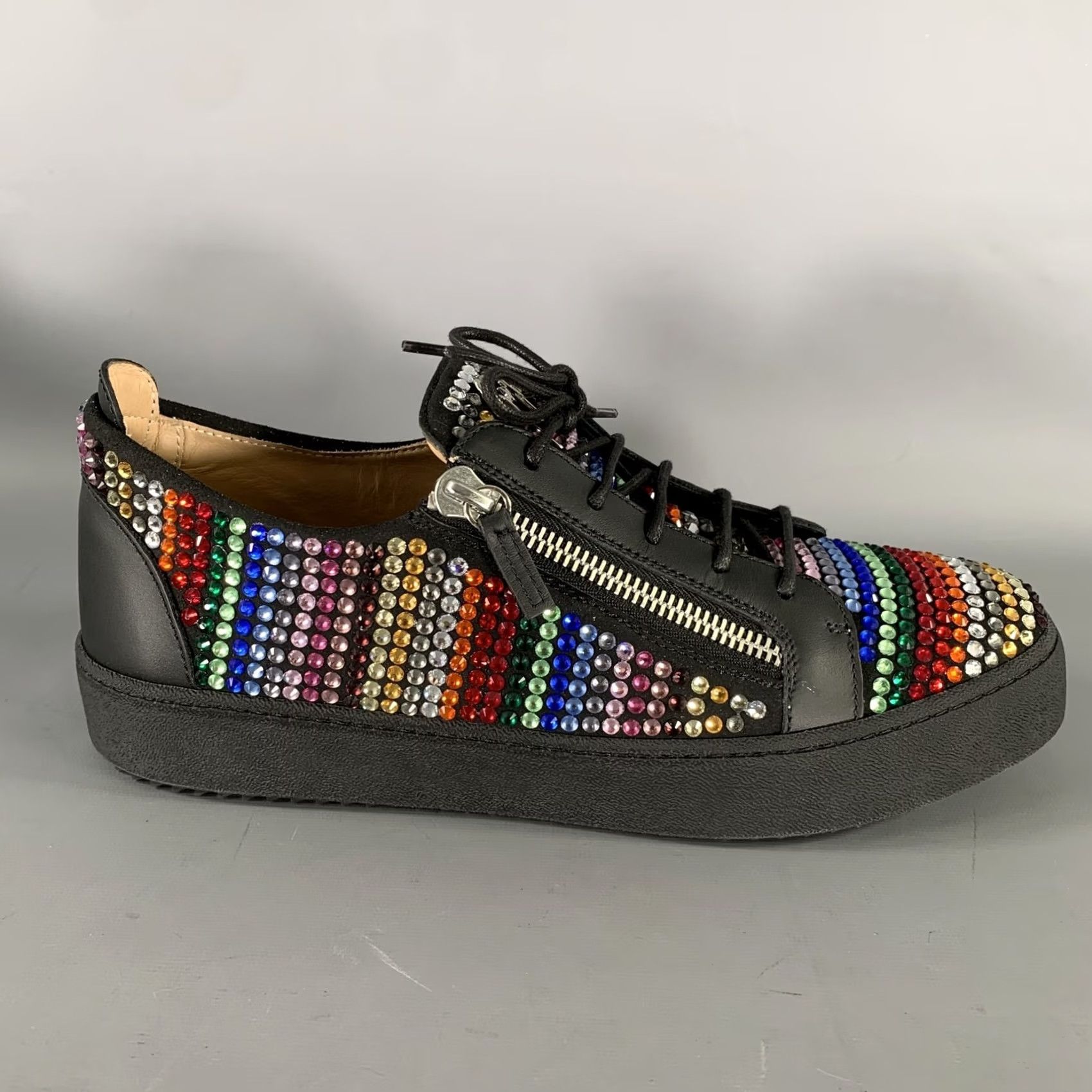 Giuseppe Zanotti GIUSEPPE ZANOTTI Sneakers Size 13 Black Studded Multi Color Mixed Fabrics Zip Mens Size US 13 / EU 46 - 2 Thumbnail
