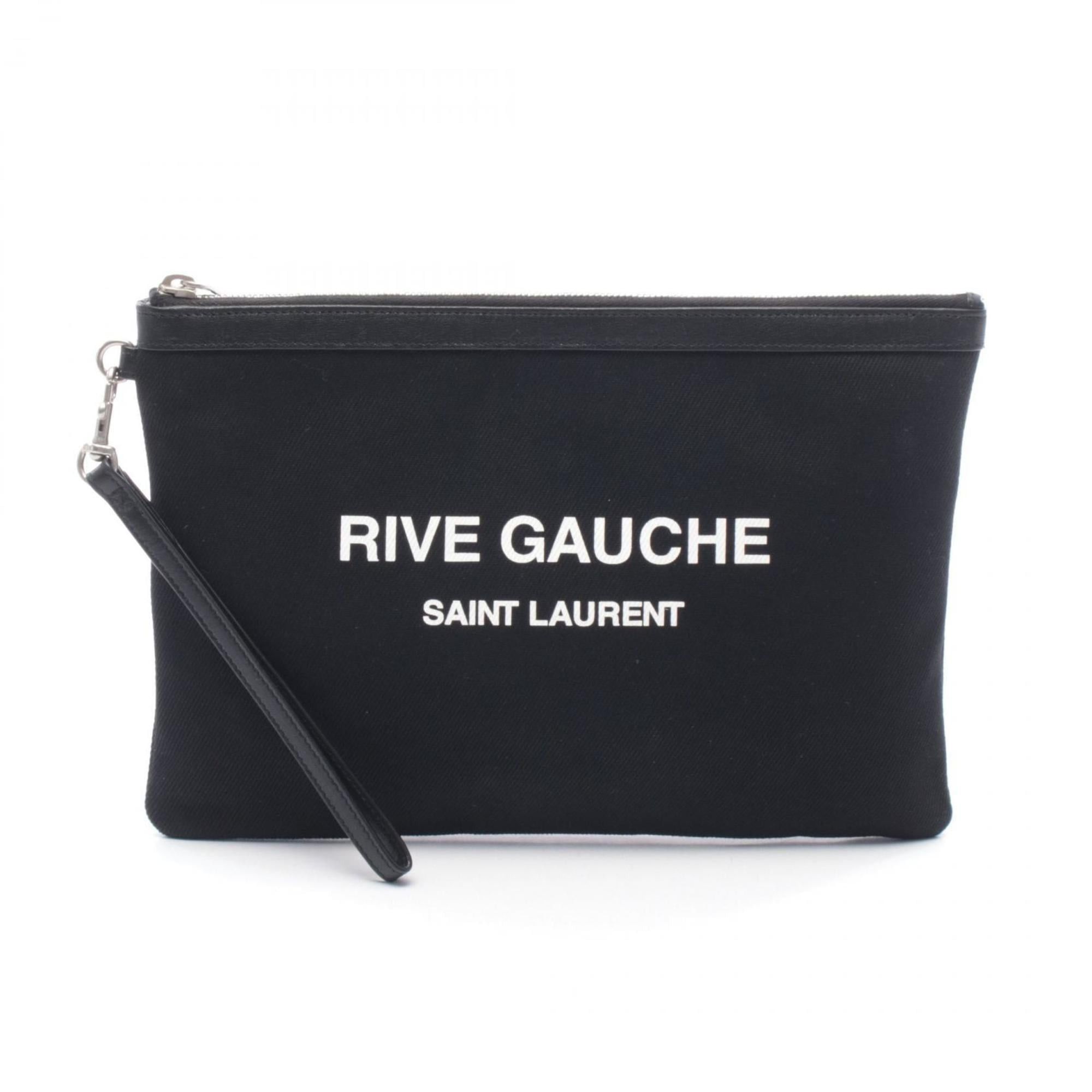 Yves Saint Laurent Yves Saint Laurent Rive Gauche Clutch Bag/Handbag in Canvas and Leather, Black, Women's, 581369 Size ONE SIZE - 1 Thumbnail