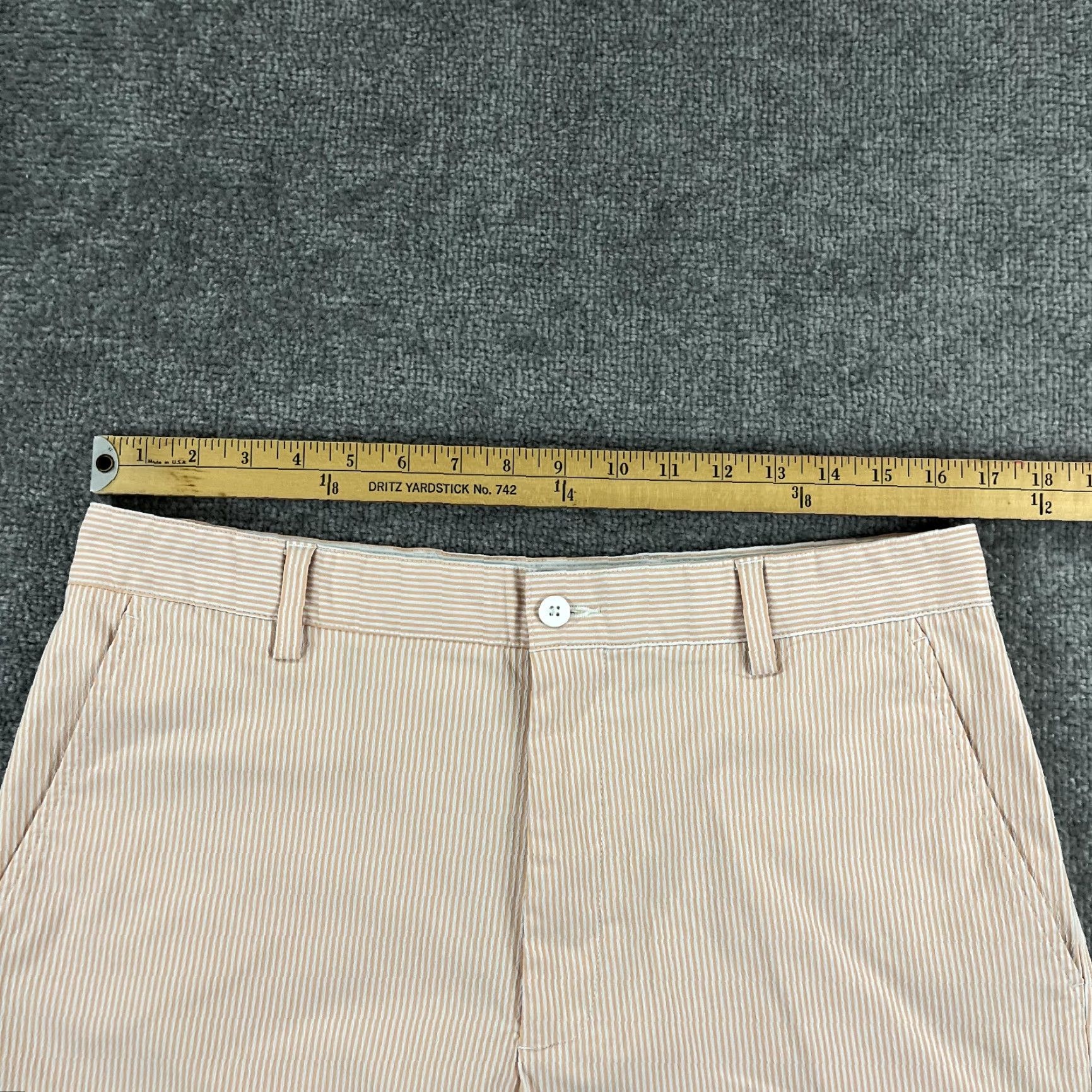 Footjoy FootJoy Shorts Mens Size 34 x 10" White Orange Striped Stretch Chino Khaki Golf Size US 34 / EU 50 - 5 Thumbnail