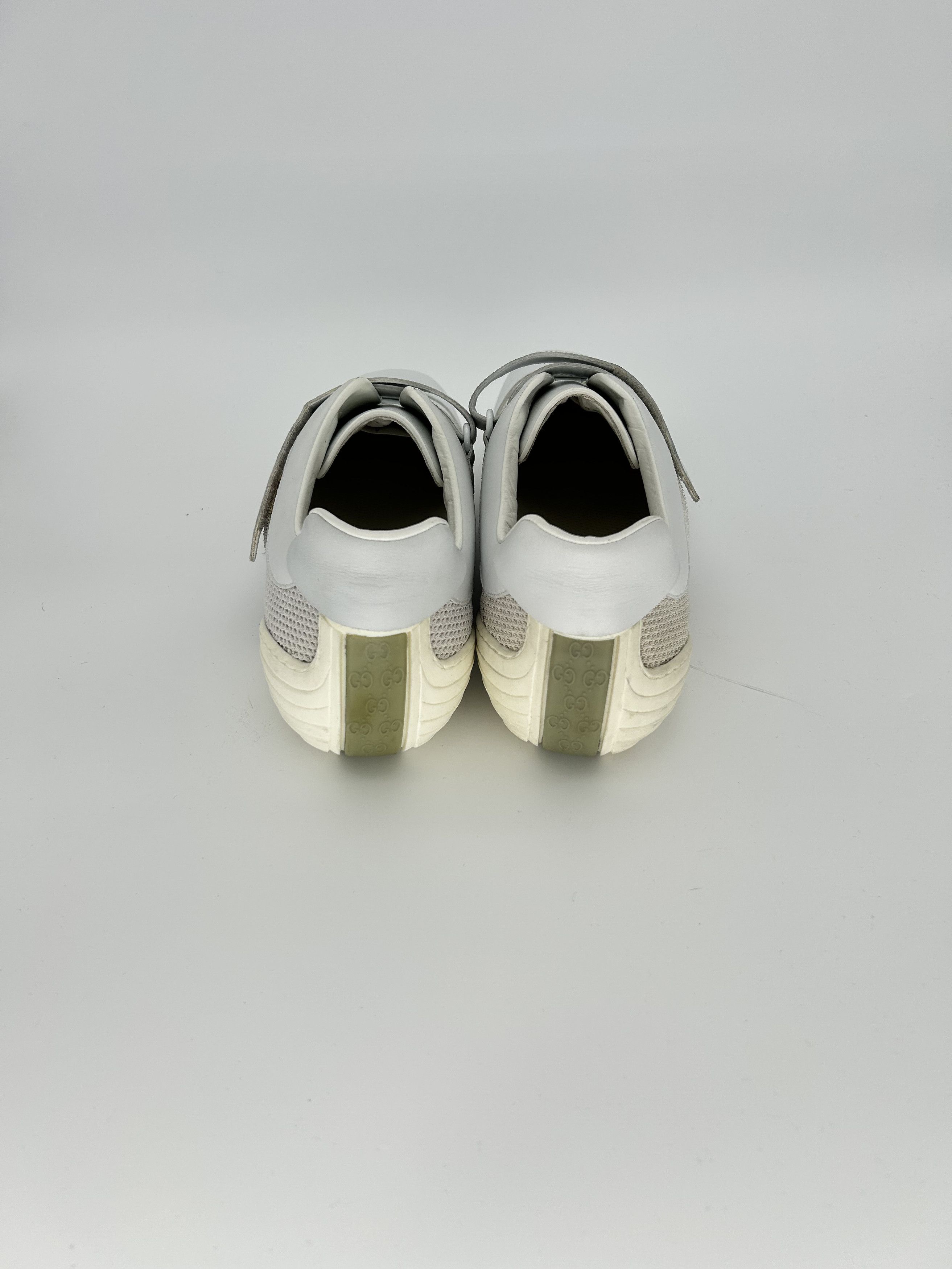 Gucci GUCCI White Leather & Fabric Velcro Strap 'Driver' Sneaker Size US 12 / EU 45 - 6 Thumbnail