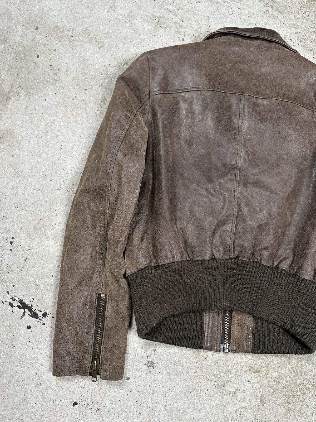 Vintage Vintage Y2K Brown Cropped Leather Utility Bomber Jacket Fly Size US S / EU 44-46 / 1 - 10 Thumbnail