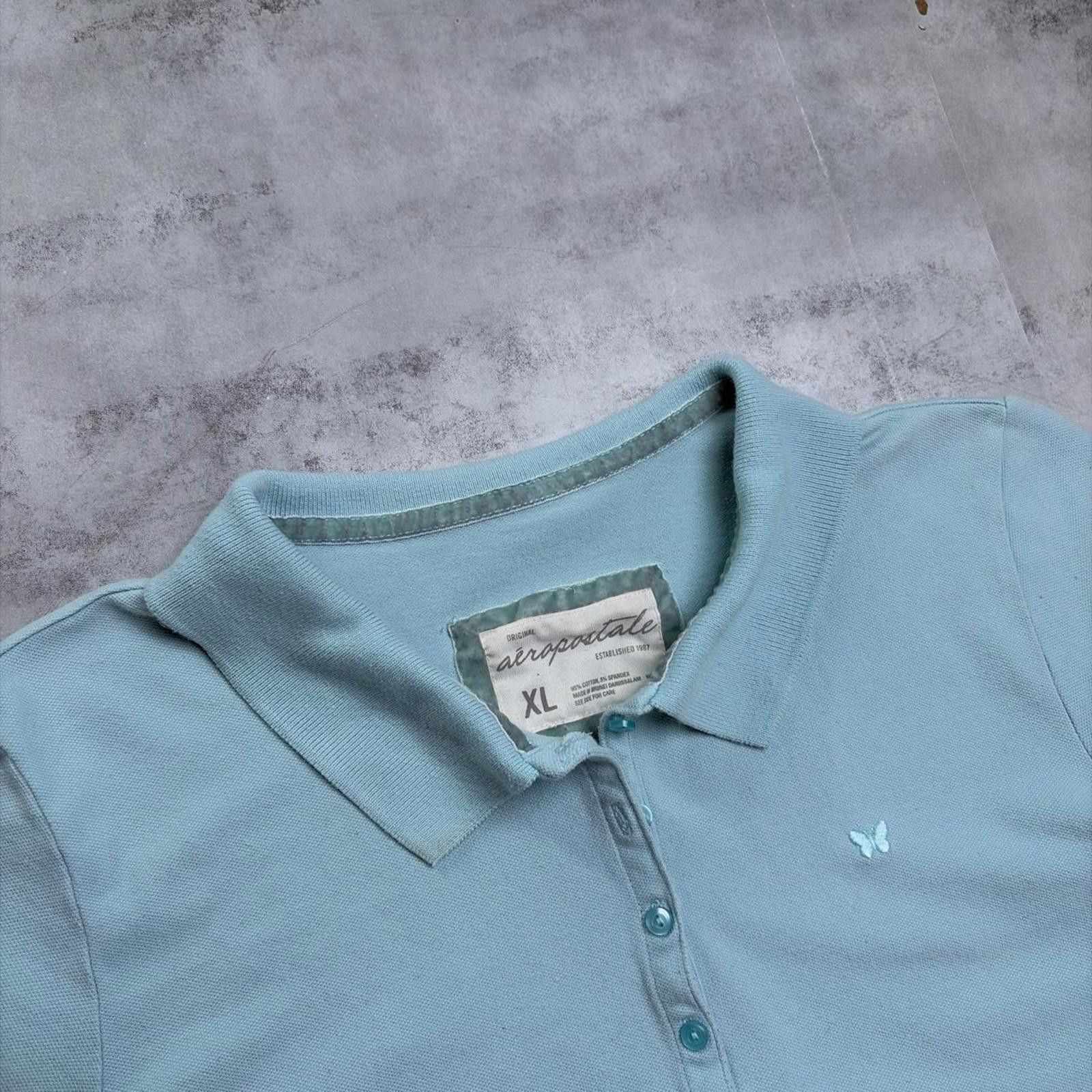 Aeropostale Y2K Light Blue Aeropostale Grunge Skater Polo Shirt Size XL / US 12-14 / IT 48-50 - 5 Thumbnail