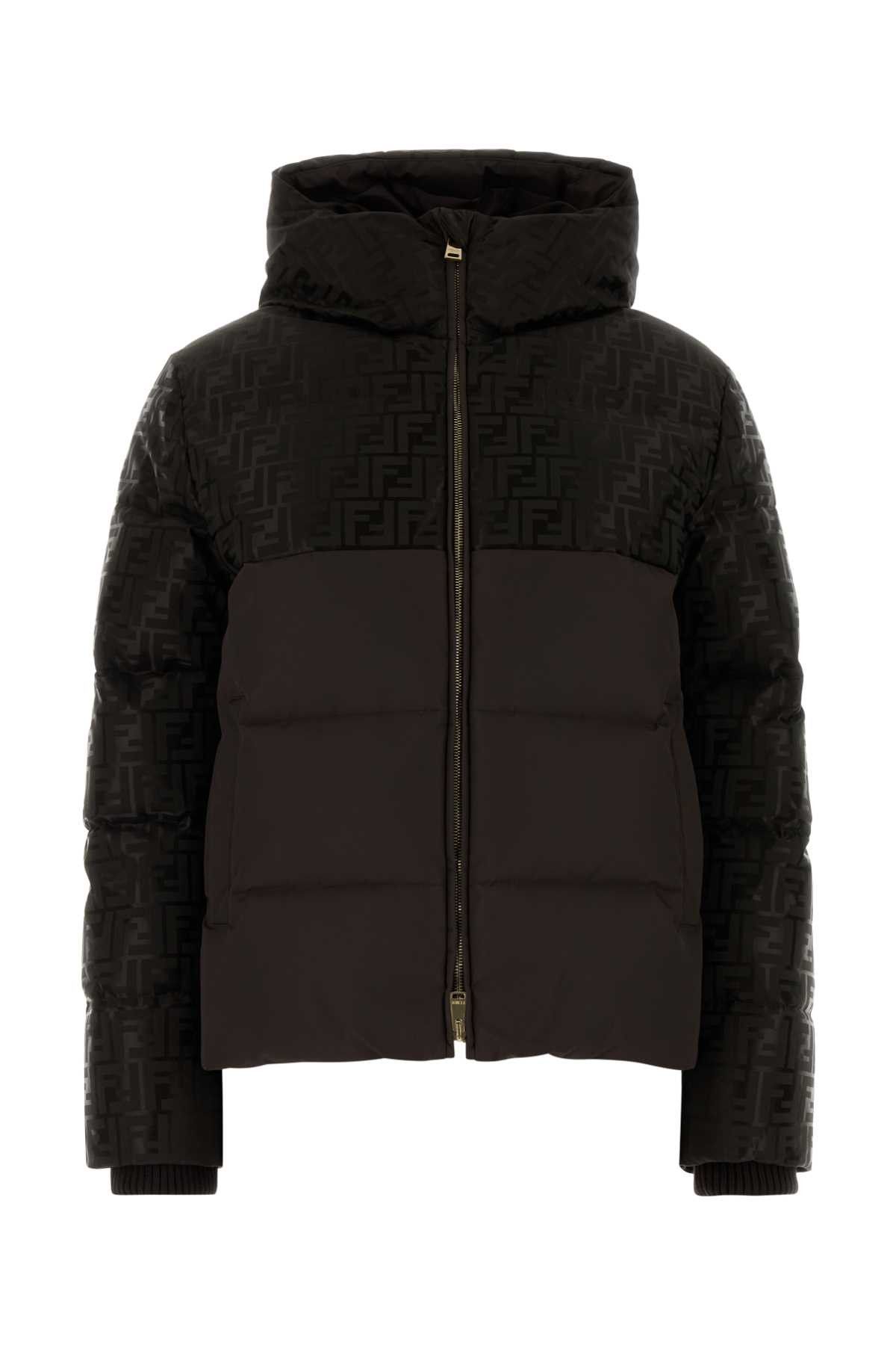 Fendi Dark Brown Cotton Blend Down Jacket Size S / US 4 / IT 40 - 1 Thumbnail