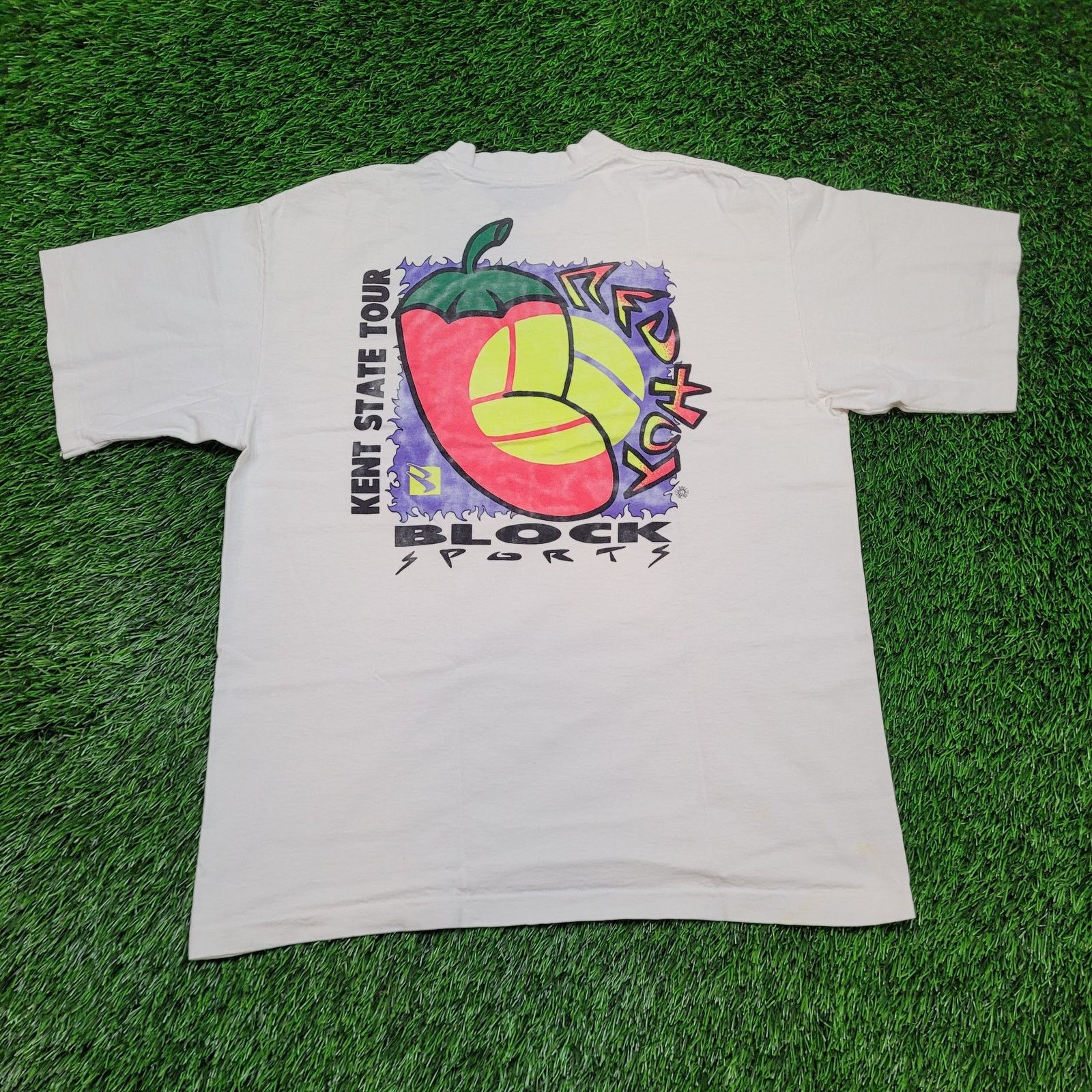 Vintage VTG 1992 Kent State Tour Neon T-Shirt Single Stitch Boxy L Size US L / EU 52-54 / 3 - 1 Thumbnail