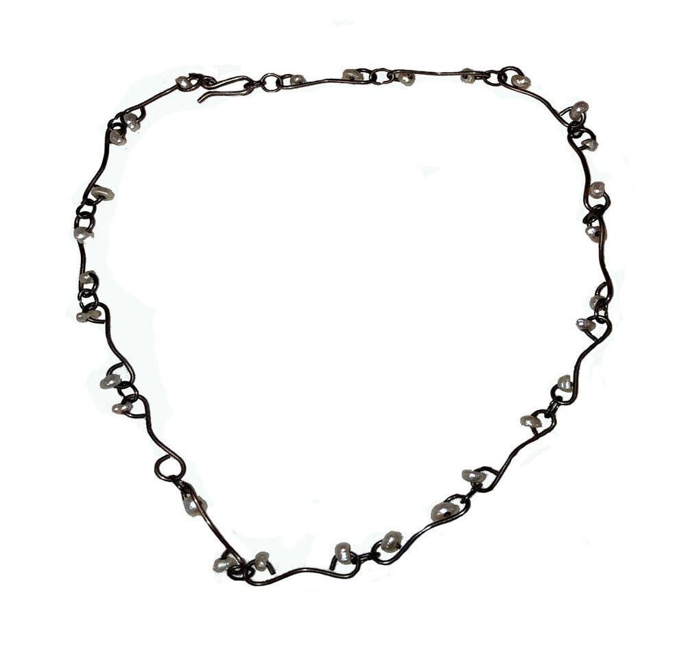 Handmade Mexican Hand Made Natural Pearl Bead Sterling Wire Necklace Size ONE SIZE - 2 Thumbnail