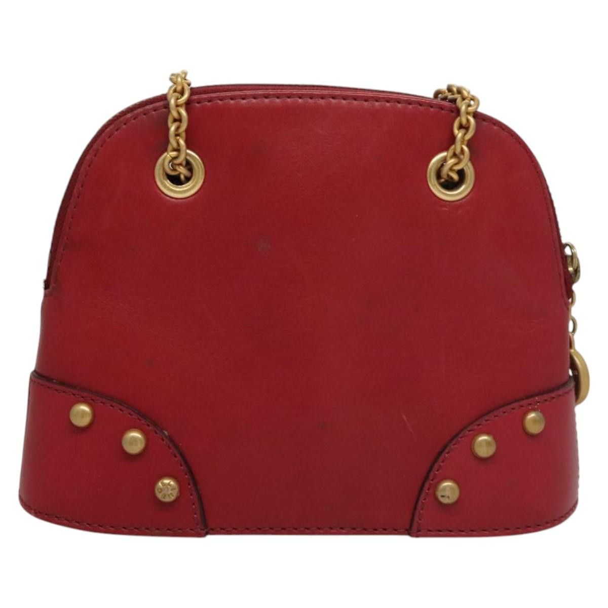 Celine CELINE Chain Shoulder Bag Leather Red Gold Size ONE SIZE - 3 Thumbnail