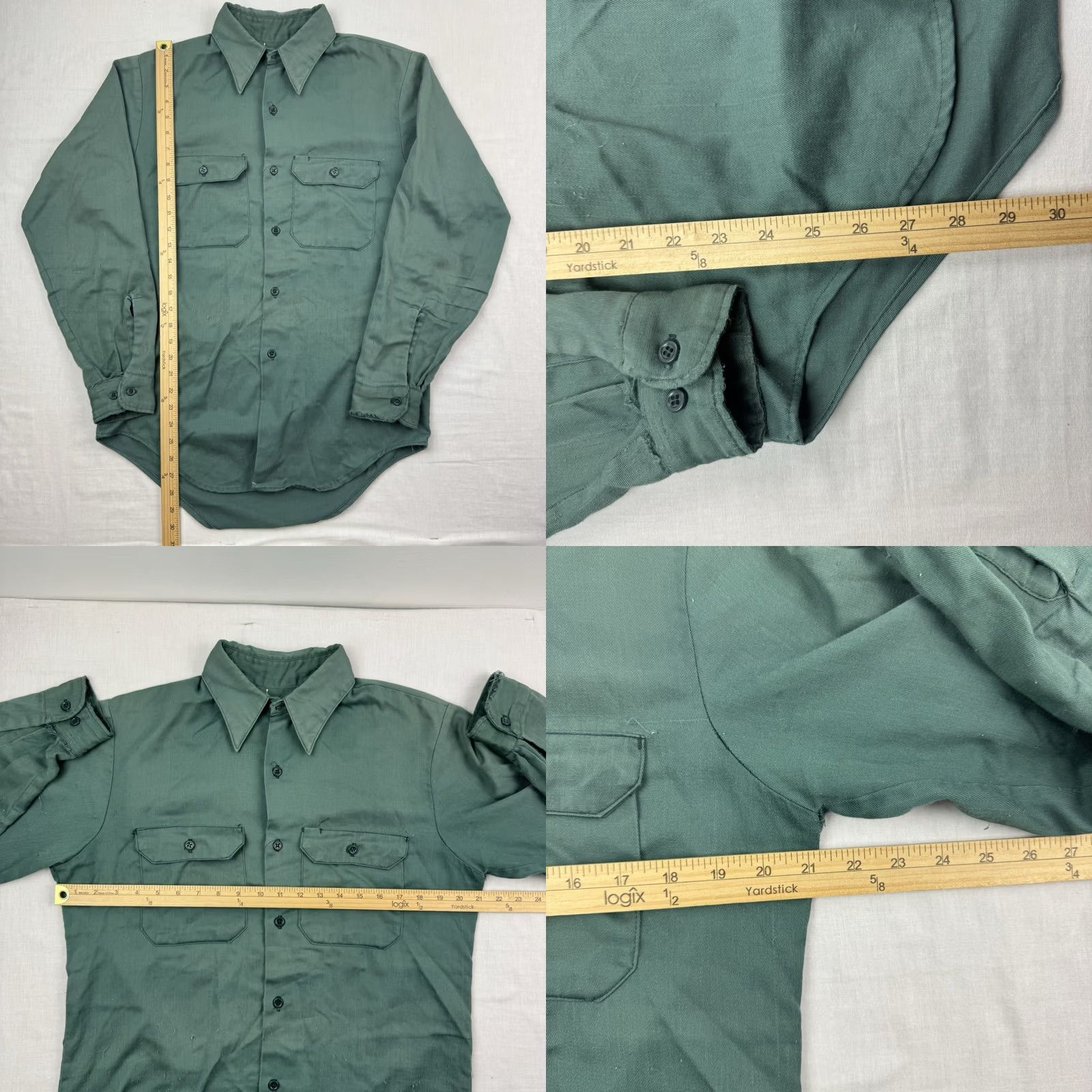 Vintage VINTAGE Button-Up Shirt Adult L Green 70s USA Unbranded Regular Long Sleeve Size US L / EU 52-54 / 3 - 8 Thumbnail