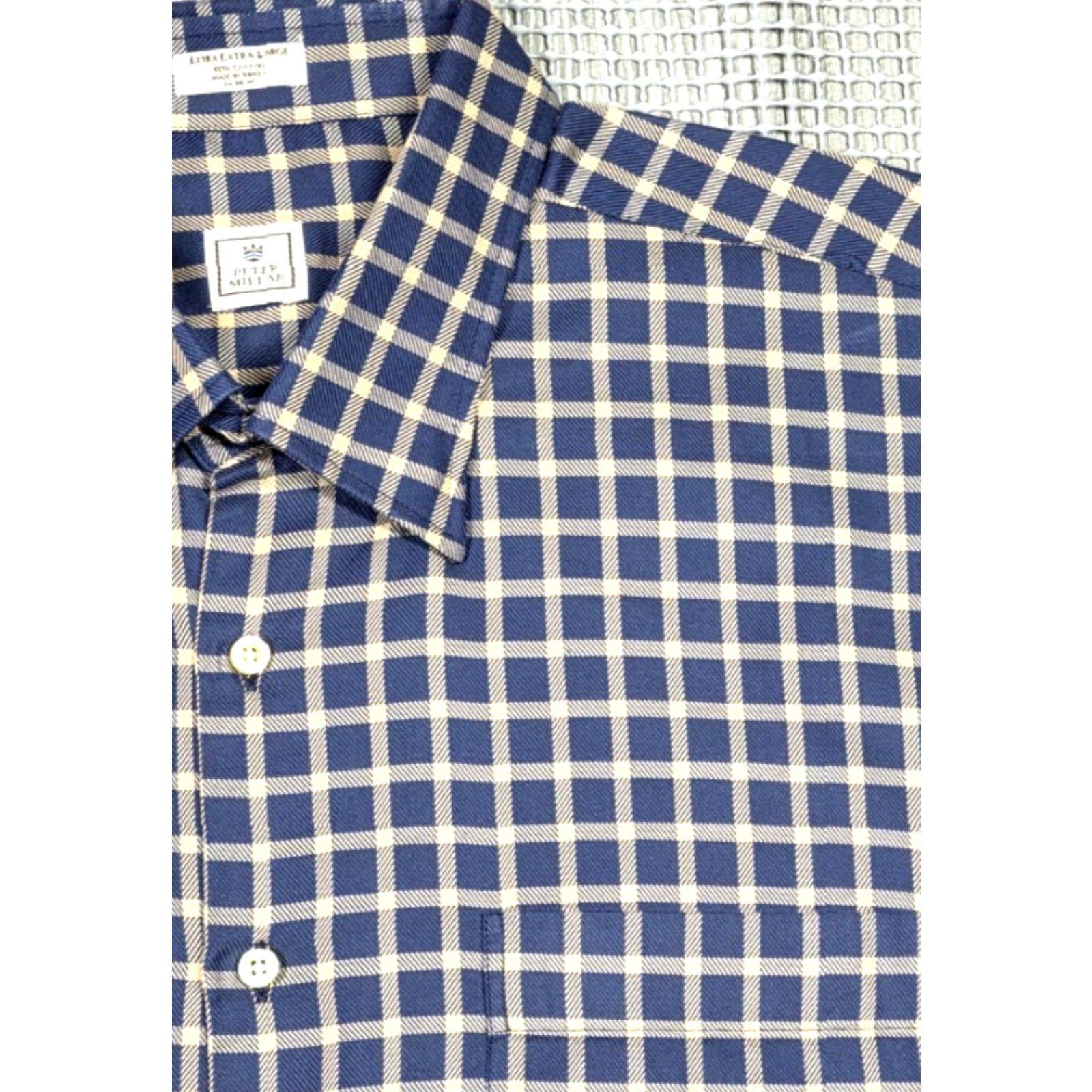 Peter Millar Peter Millar Parksville Blue Beige Check Long Sleeve Shirt 2XL Mens Button-Up Cotton Size US XXL / EU 58 / 5 - 3 Thumbnail