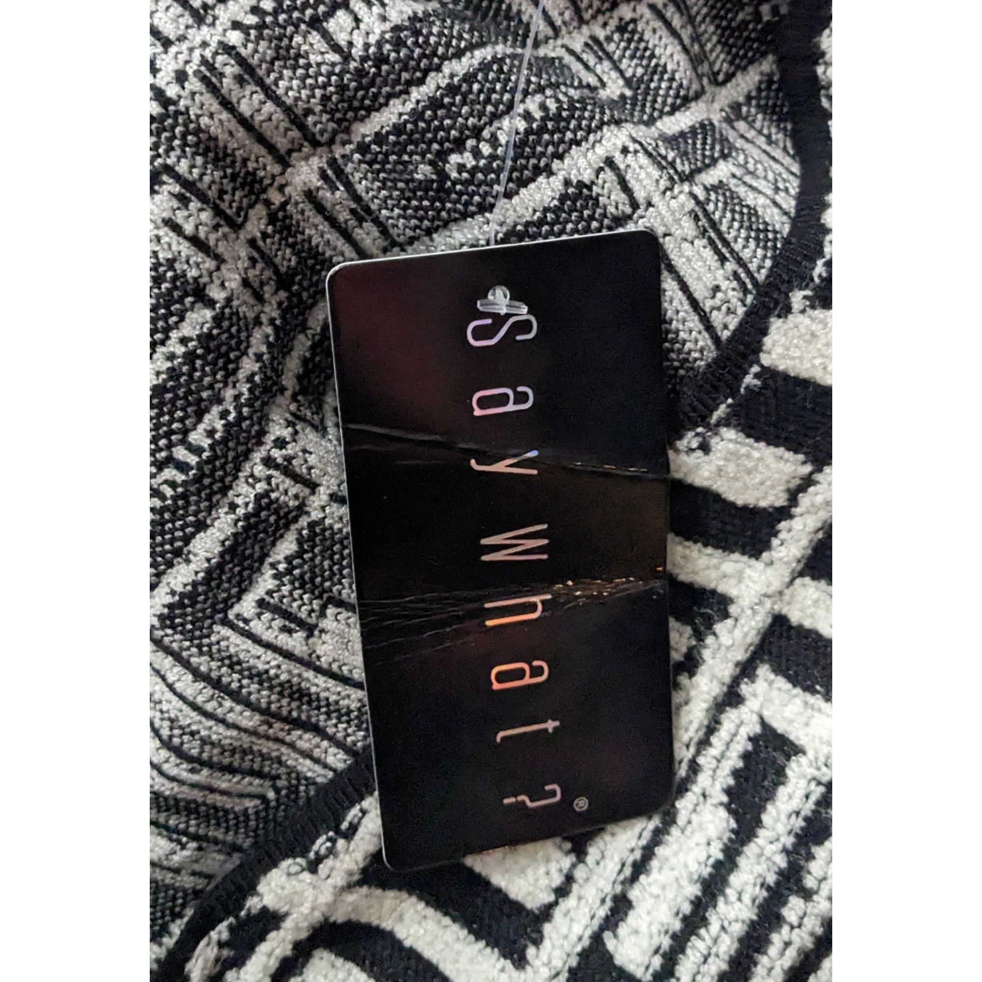 Other Say What Geometric Black And White V Neck Wrap Dress Size M / US 6-8 / IT 42-44 - 3 Thumbnail