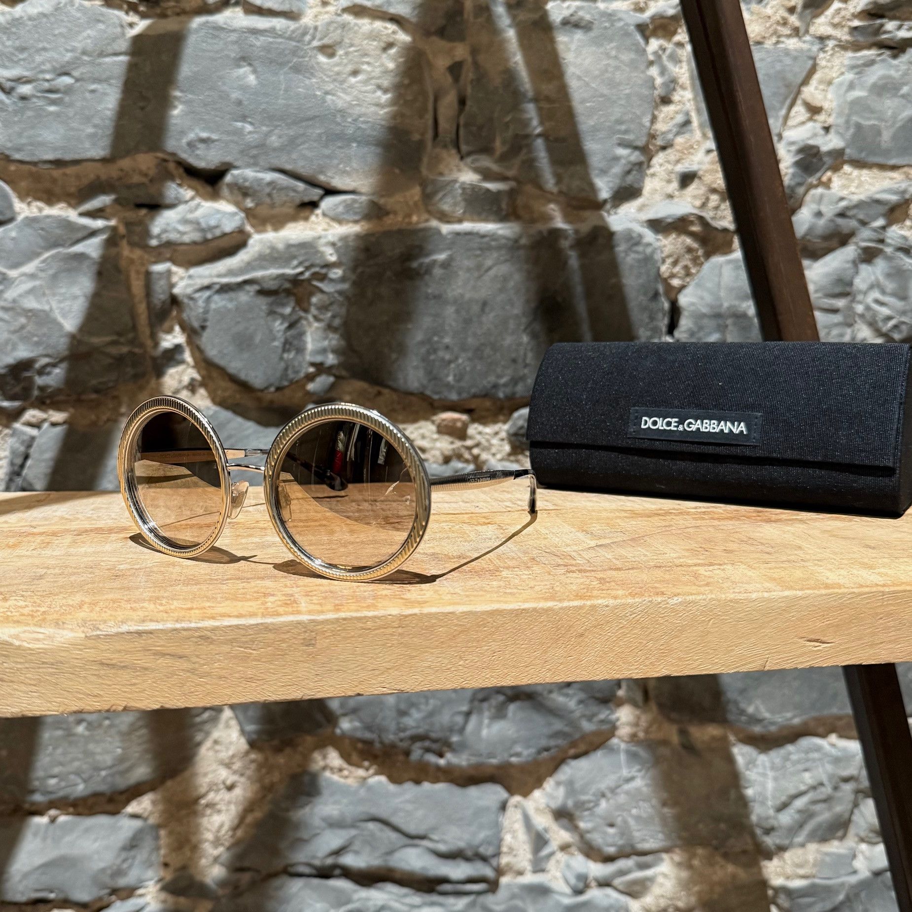 Dolce & Gabbana Gold Oval Metal Crystals Shades DG2209B Sunglasses Gabbana Aviator Sunglasses With Crystals Dolce Gabbana Gold  main image 2