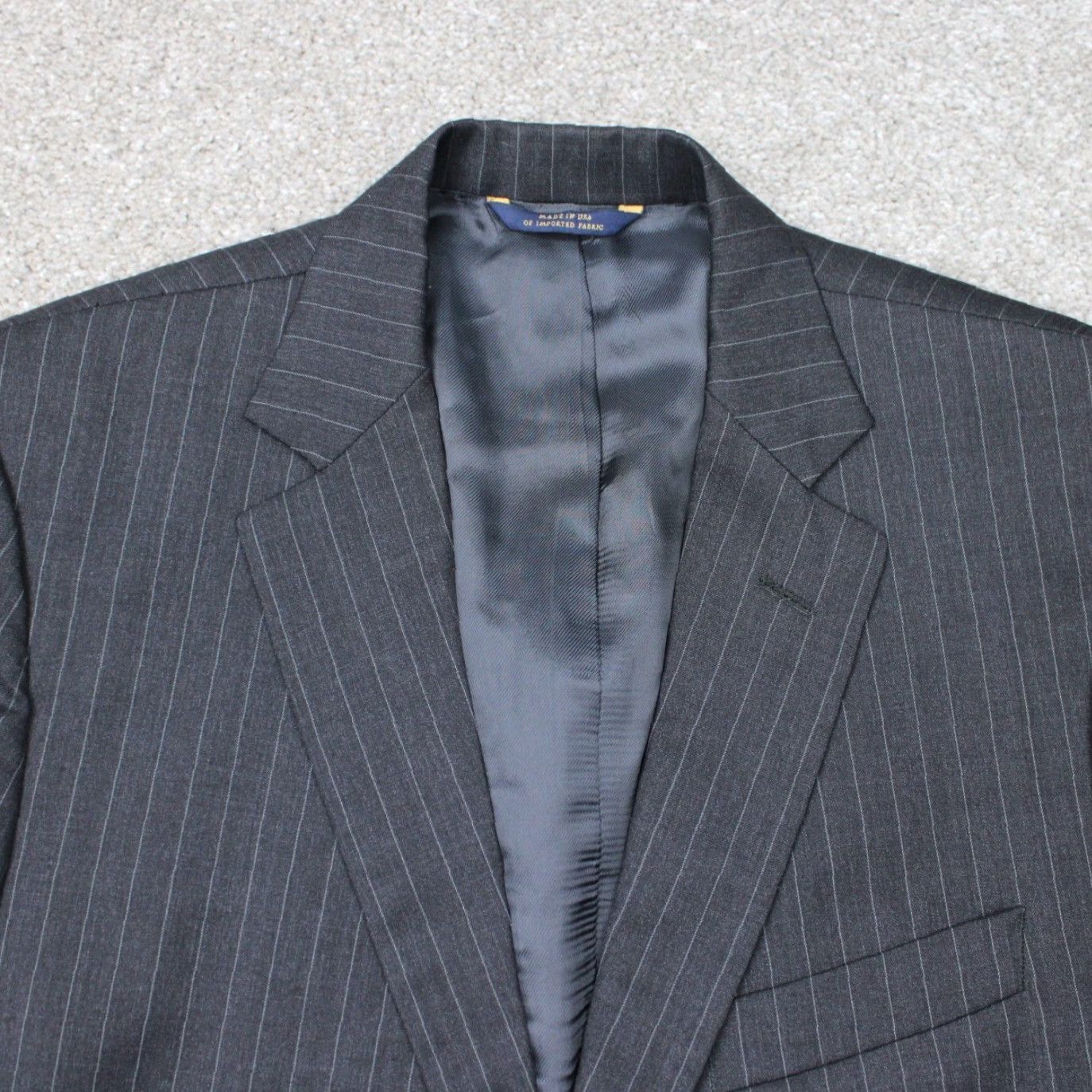 Brooks Brothers Brooks Brothers 1818 Blazer Mens 42R Fitzgerald Wool Gray Pinstriped Lined Size 42R - 3 Thumbnail