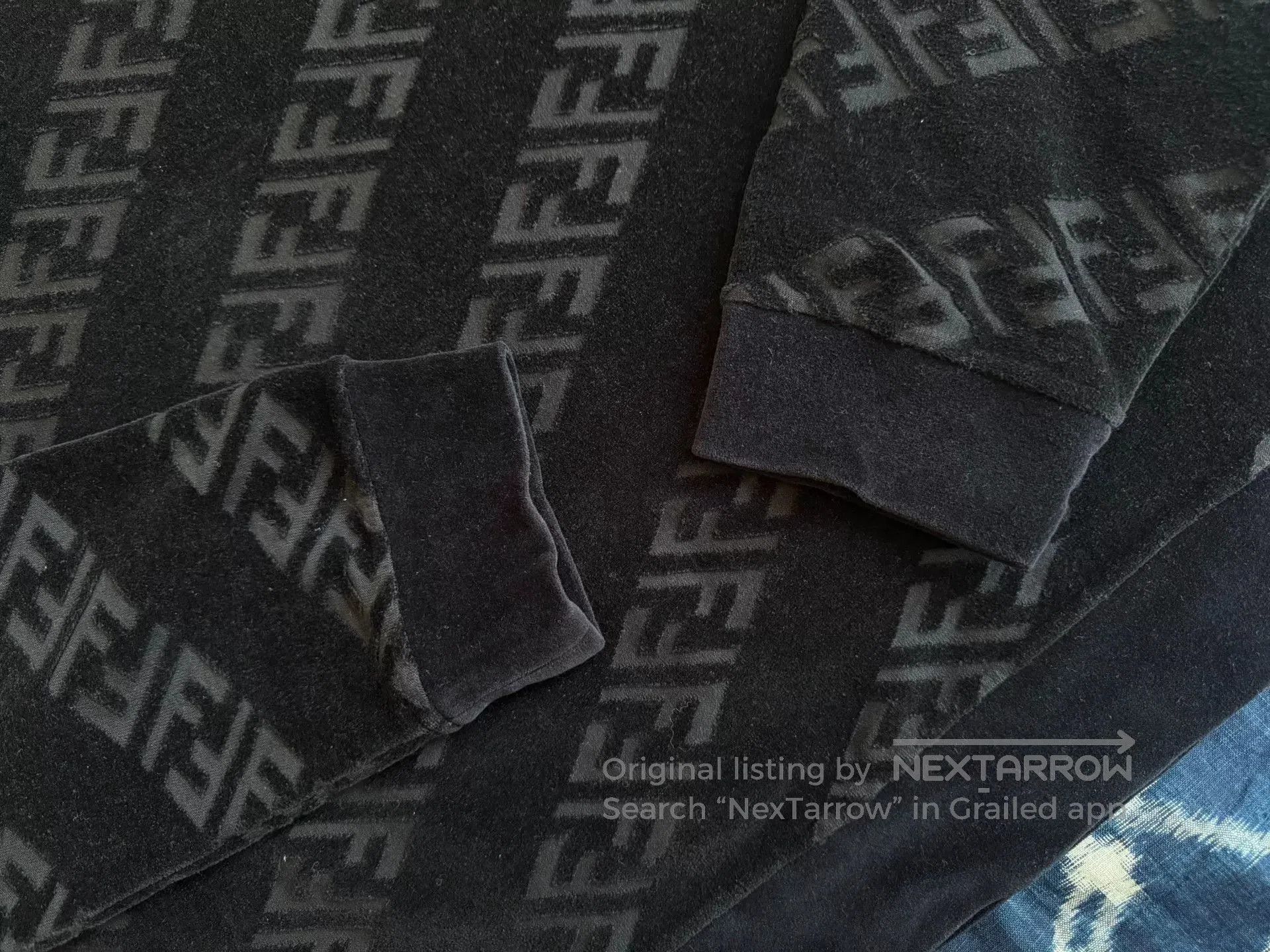 Fendi Fendi Black Velvet FF Print Pullover Hoodie. Size US XL / EU 56 / 4 - 7 Thumbnail