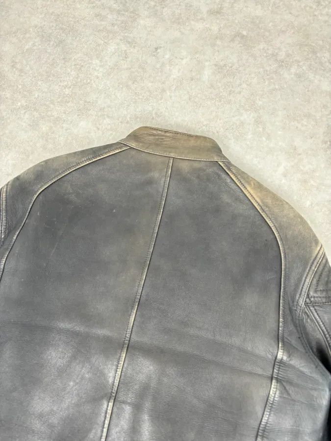 Hugo Boss Hugo Boss Plastron Relief Grey Eroded Leather Biker Jacket Size US M / EU 48-50 / 2 - 6 Thumbnail