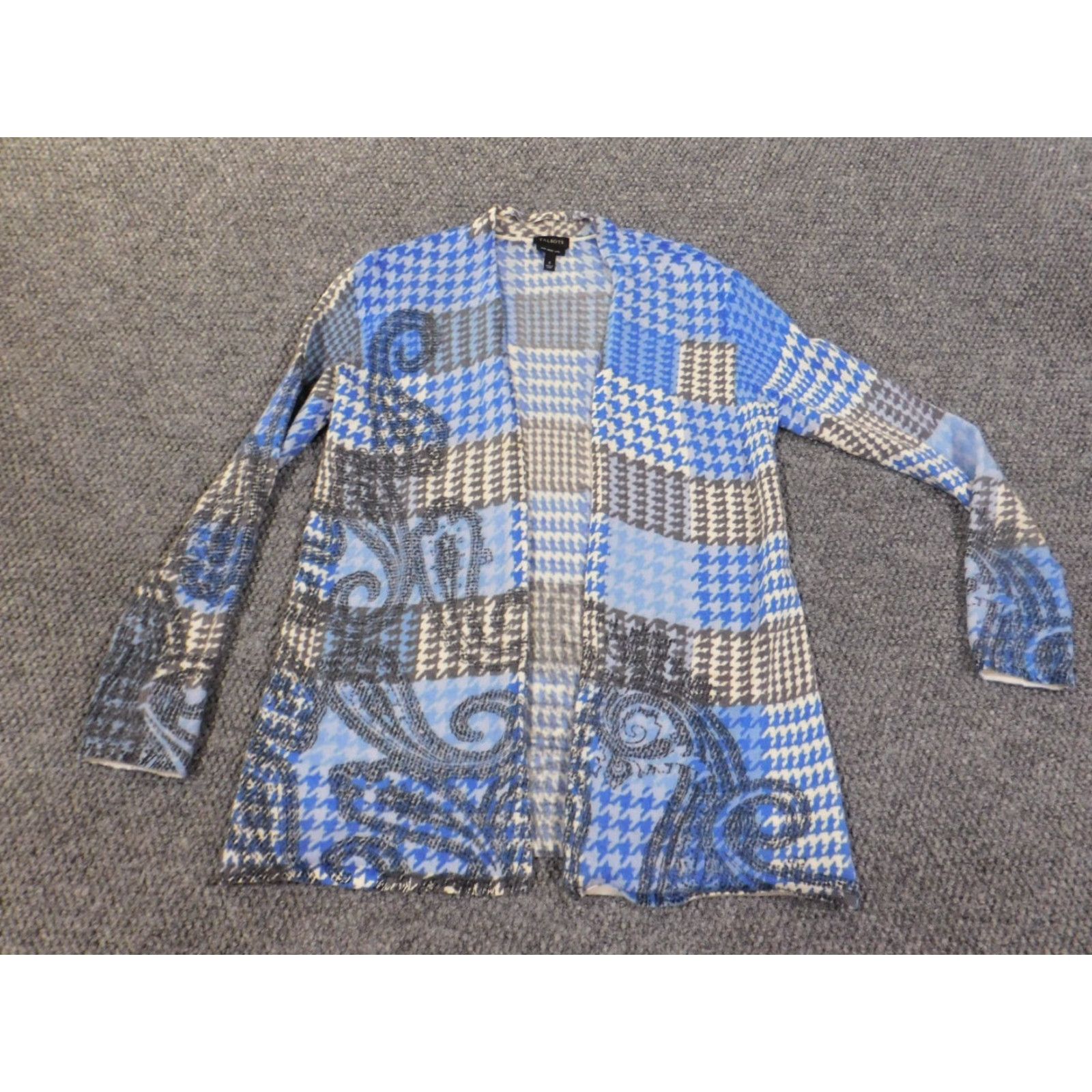 Talbots Talbots Sweater Cardigan Womens S Blue Wool Geometric Knit Geometric Vintage No Size S / US 4 / IT 40 - 2 Thumbnail