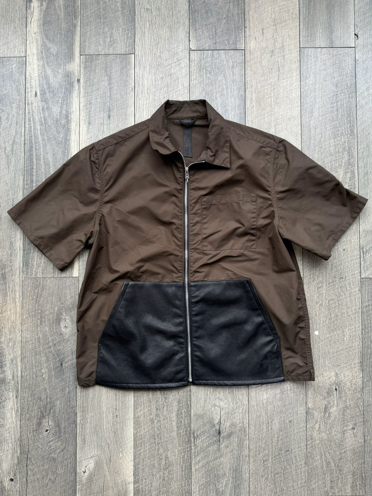 Chrome Hearts CHROME HEARTS 'BROWN' LEATHER POCKET ZIP SHIRT Chrome Hearts CHROME HEARTS 'BROWN' LEATHER POCKET ZIP SHIRT