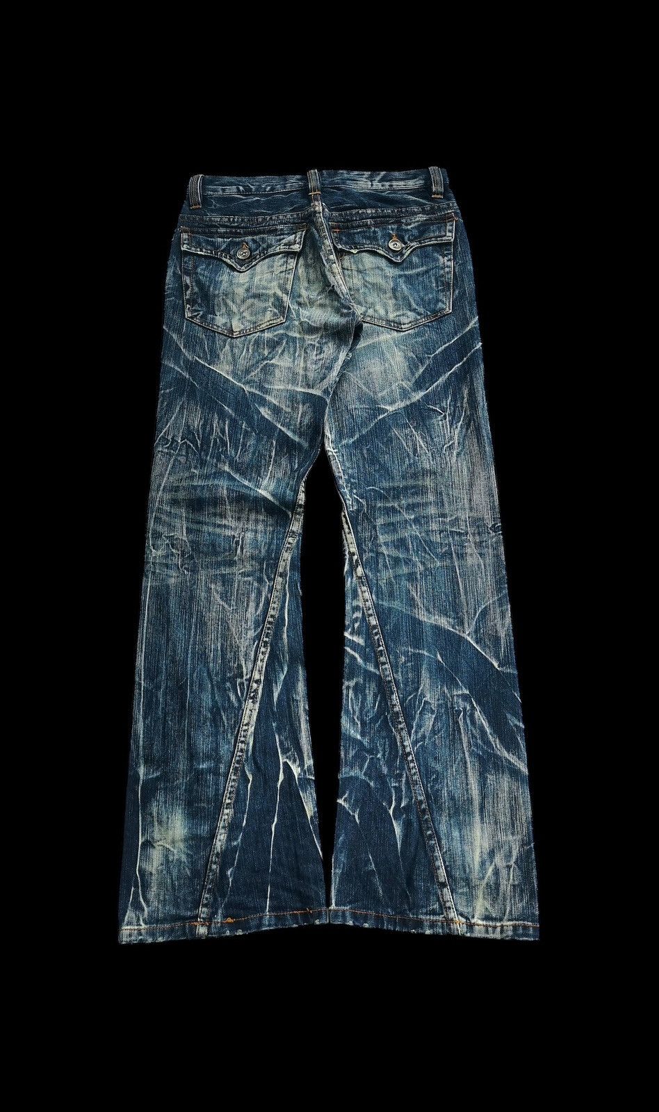 Le Grande Bleu (L.G.B.) Vintage Nylaus Discharge Lightning Thunder Flare Jeans Size US 31 - 10 Thumbnail