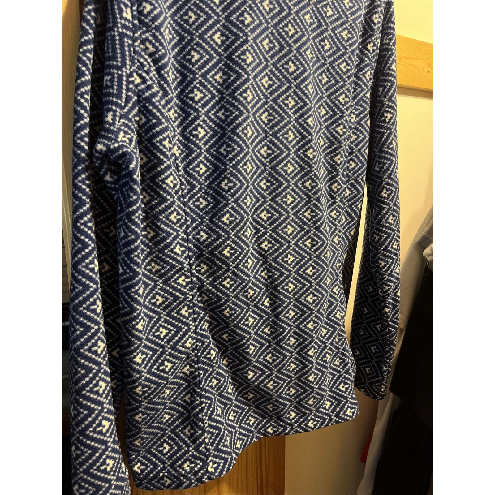 Lands' End Lands End Women M 10-12 Blue Geometric Fleece 1/4 Zip Jacket Size M / US 6-8 / IT 42-44 - 12 Thumbnail
