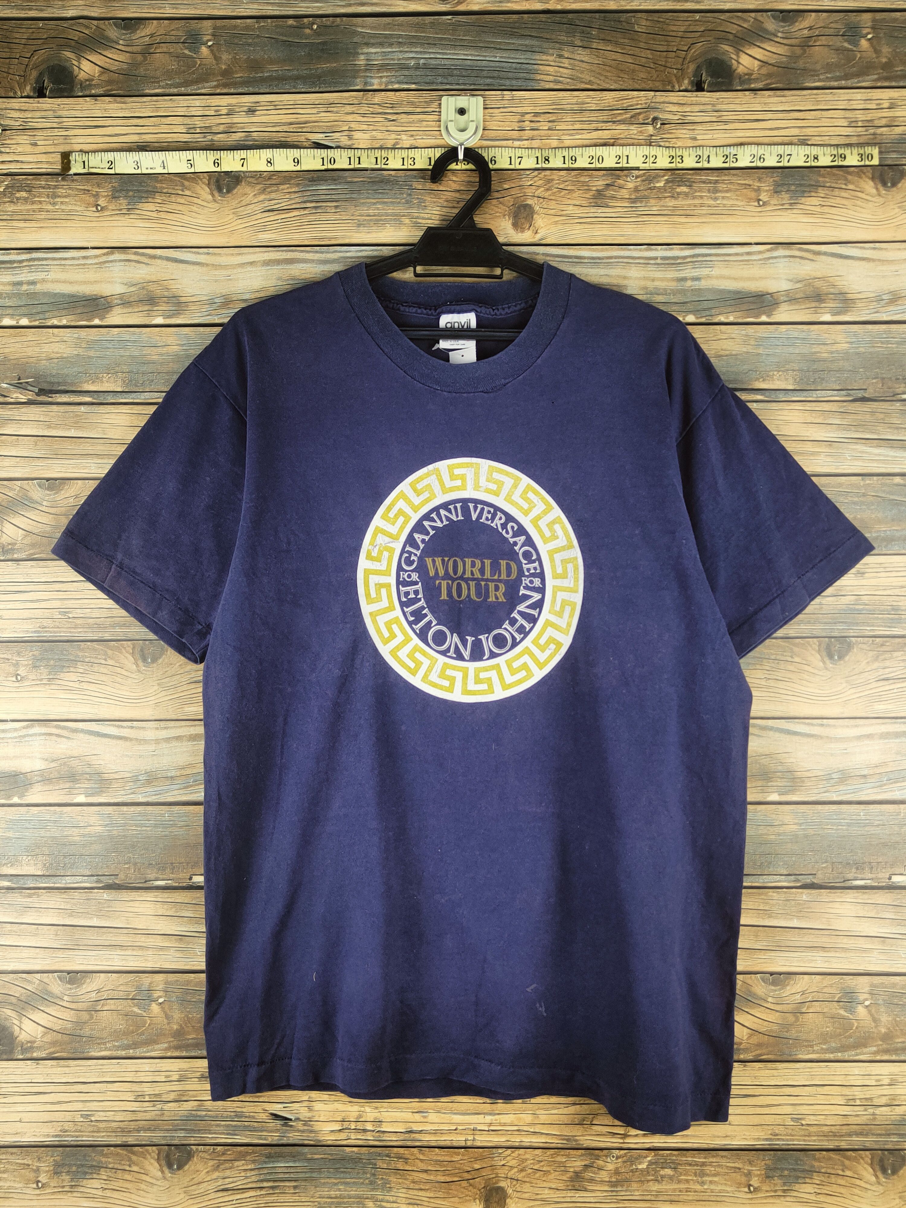 Band Tees DL The One Elton John World Tour Versache Blue Tee #46-639 Size US L / EU 52-54 / 3 - 1 Thumbnail