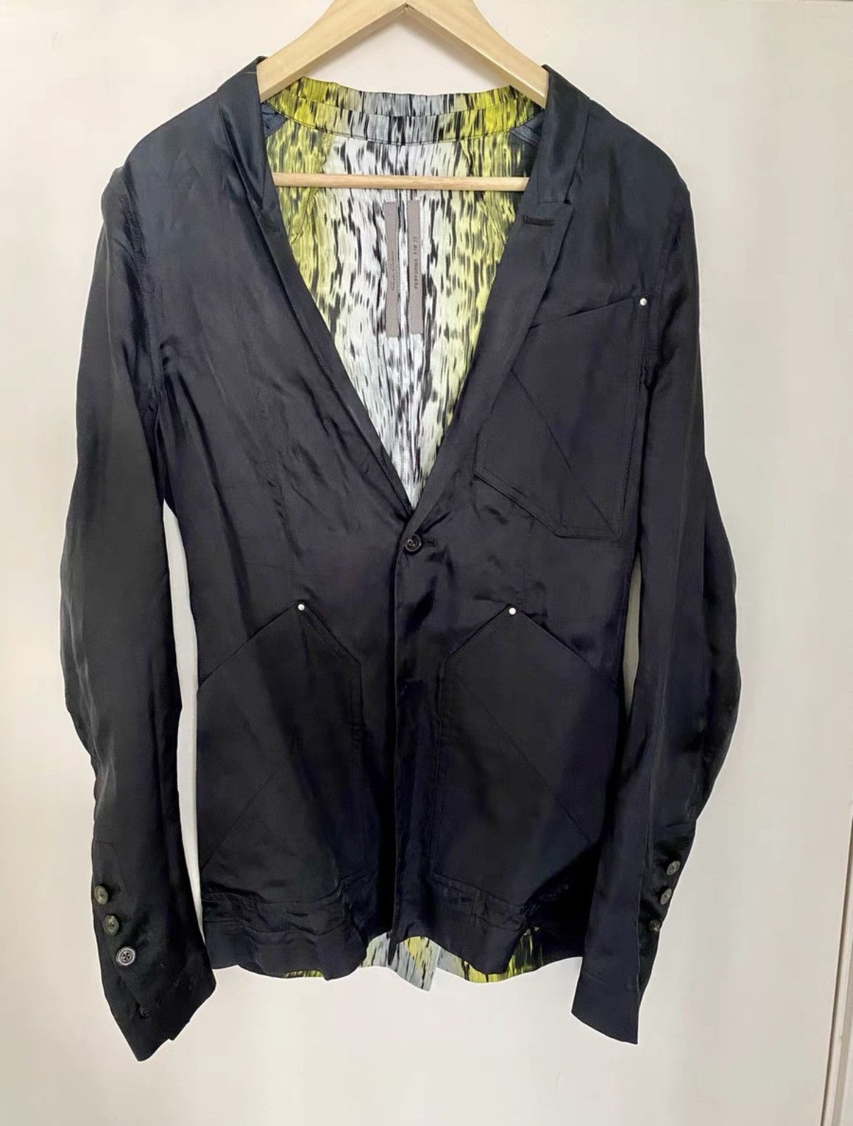 Rick Owens Mainline Men's Cupro Lightweight Printed Blazer