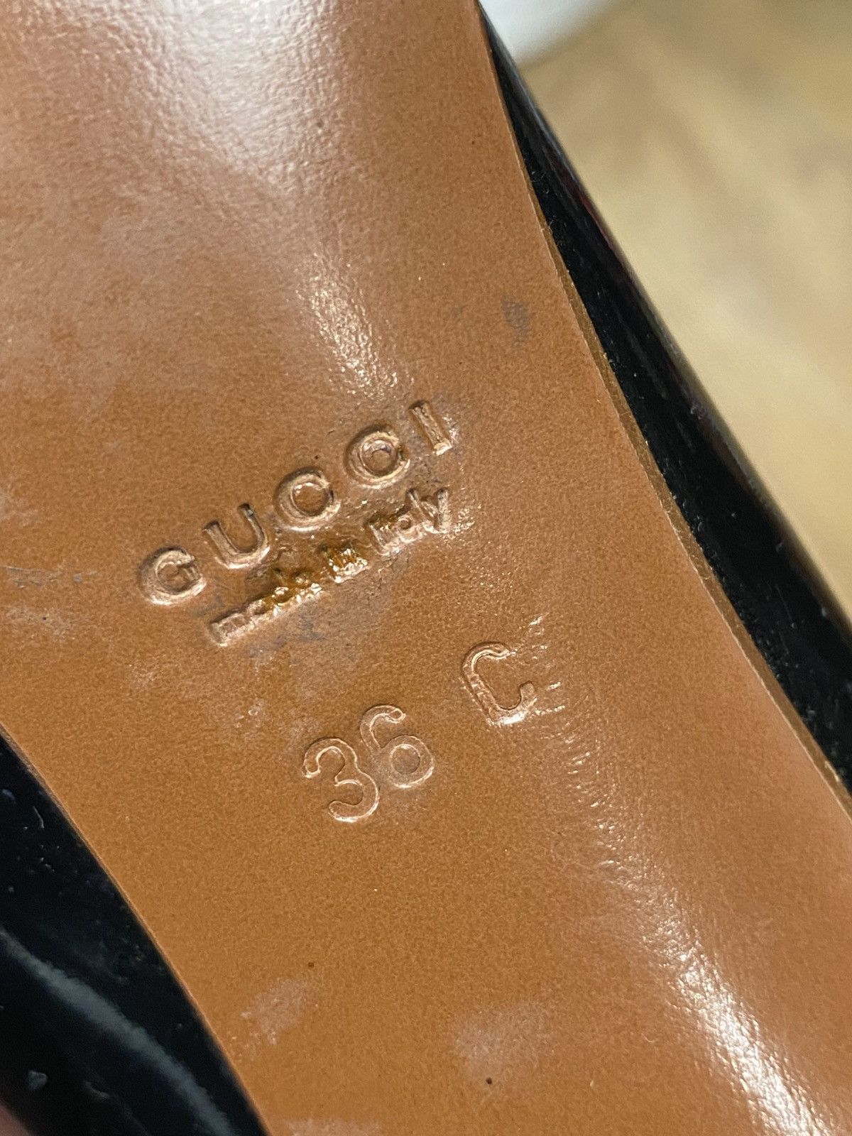 Gucci × Vintage Gucci Black Brogue Patent Leather Fringe Detail Loafer Pumps Size US 6 / IT 36 - 8 Thumbnail